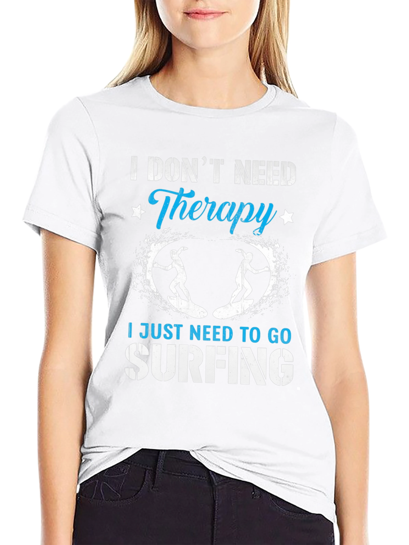 Surfing Therapy Graphic Tee - Black Cotton T-Shirt