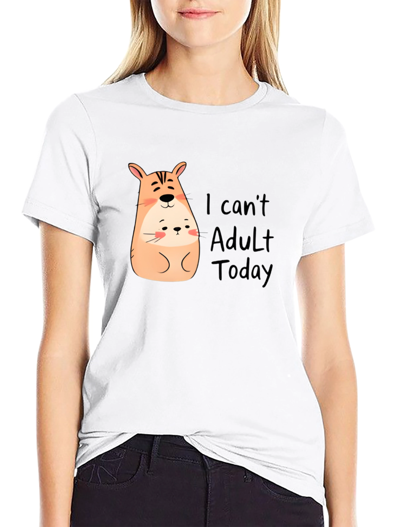 Cute Hamster I Cant Adult Today Black T-Shirt