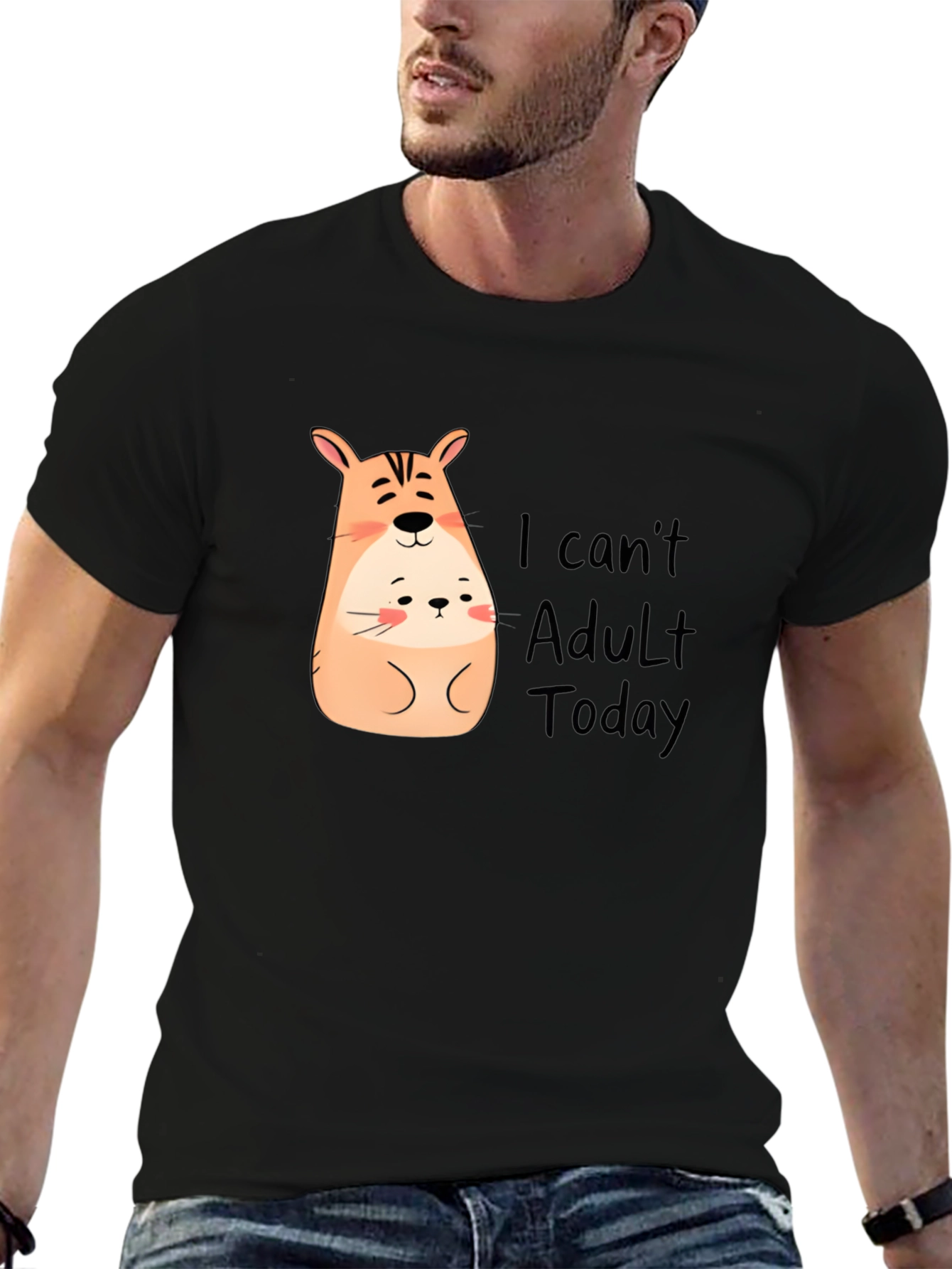 Cute Hamster I Cant Adult Today Black T-Shirt