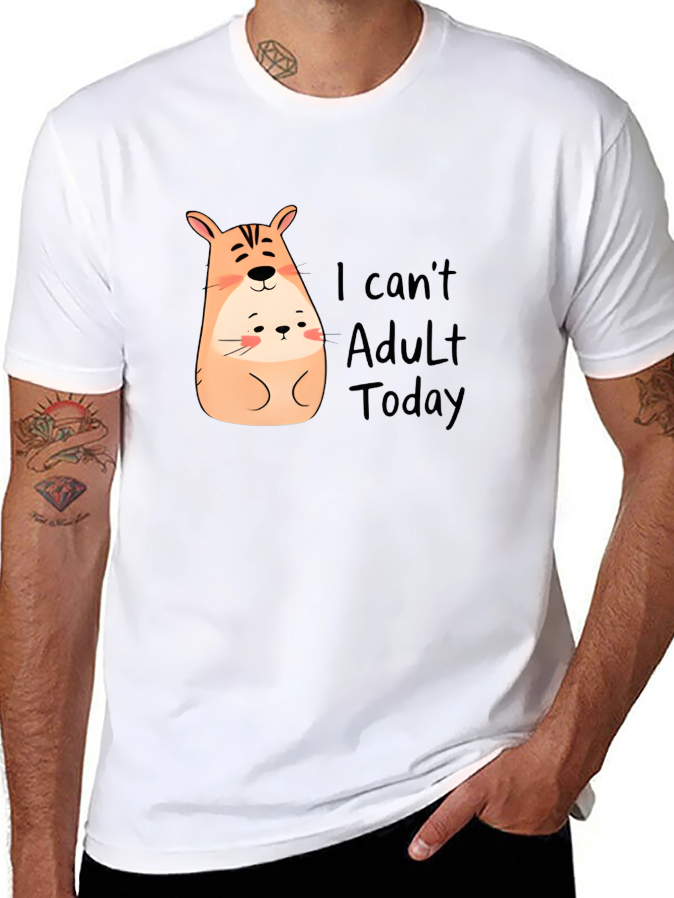 Cute Hamster I Cant Adult Today Black T-Shirt