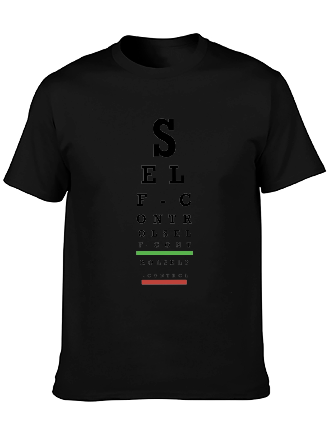 Self Control Eye Chart Black T-Shirt