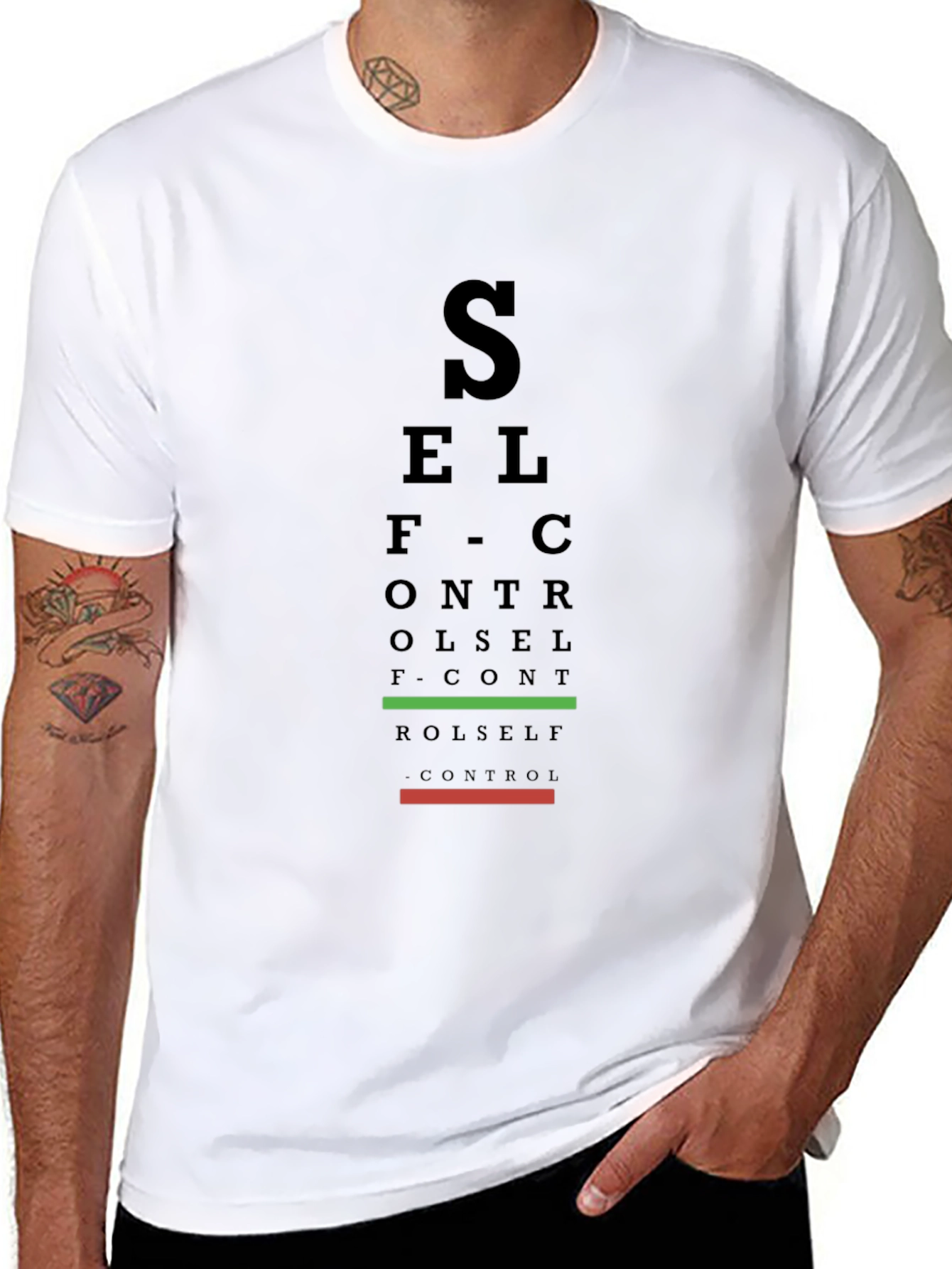 Self Control Eye Chart Black T-Shirt
