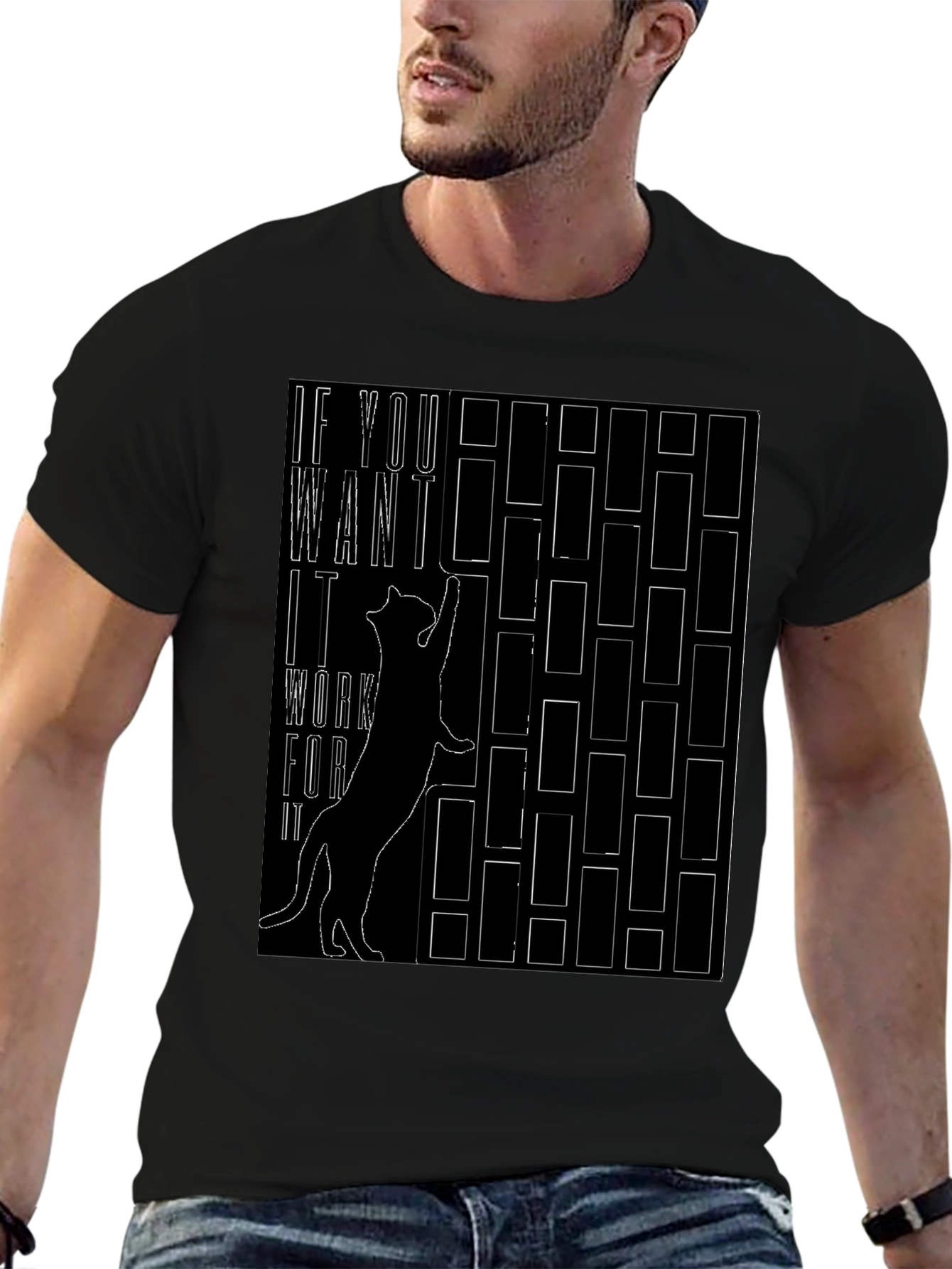 Motivational Cat T-Shirt - Work for It