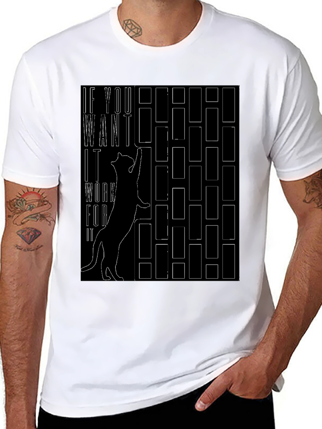 Motivational Cat T-Shirt - Work for It