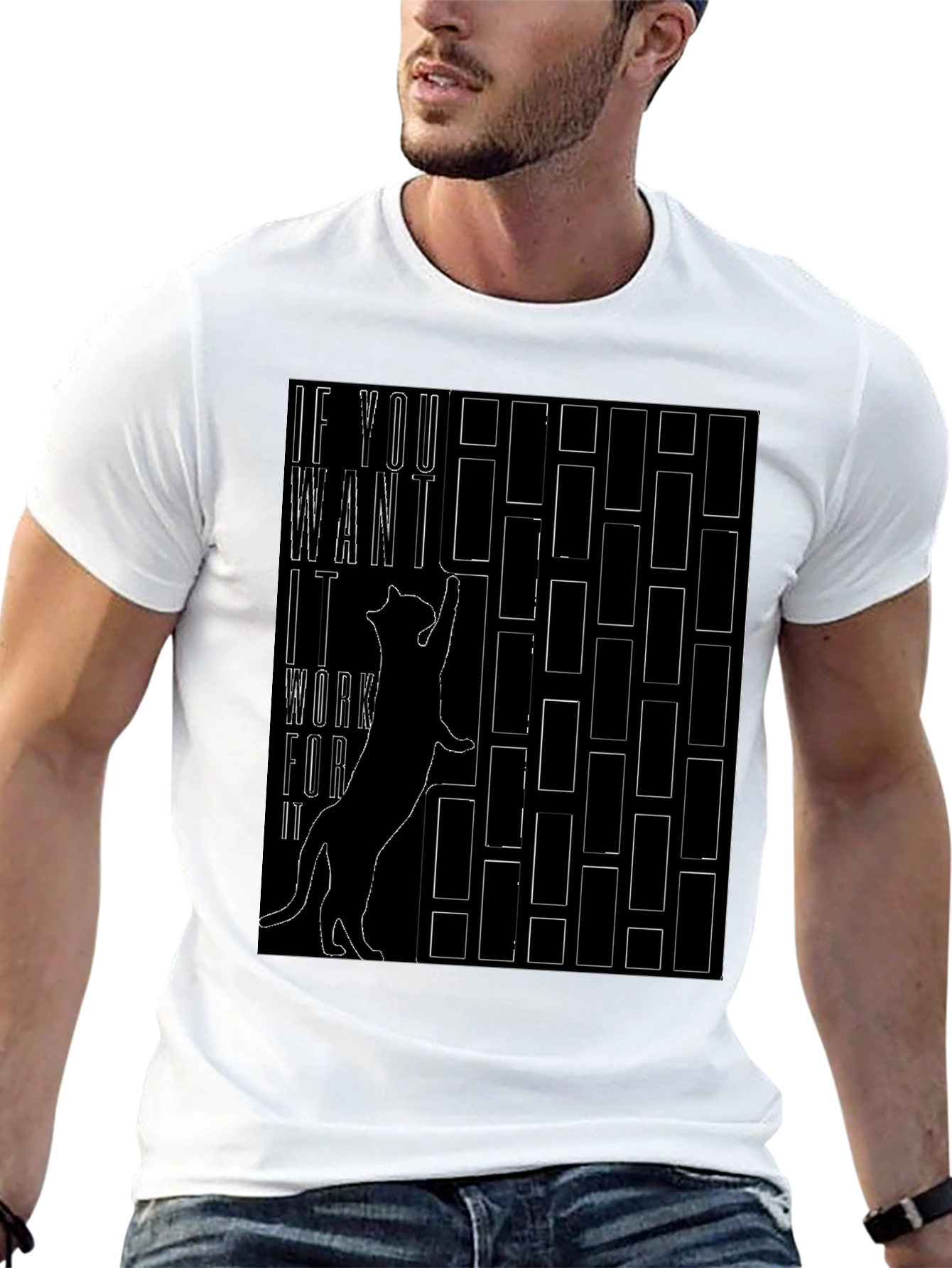 Motivational Cat T-Shirt - Work for It