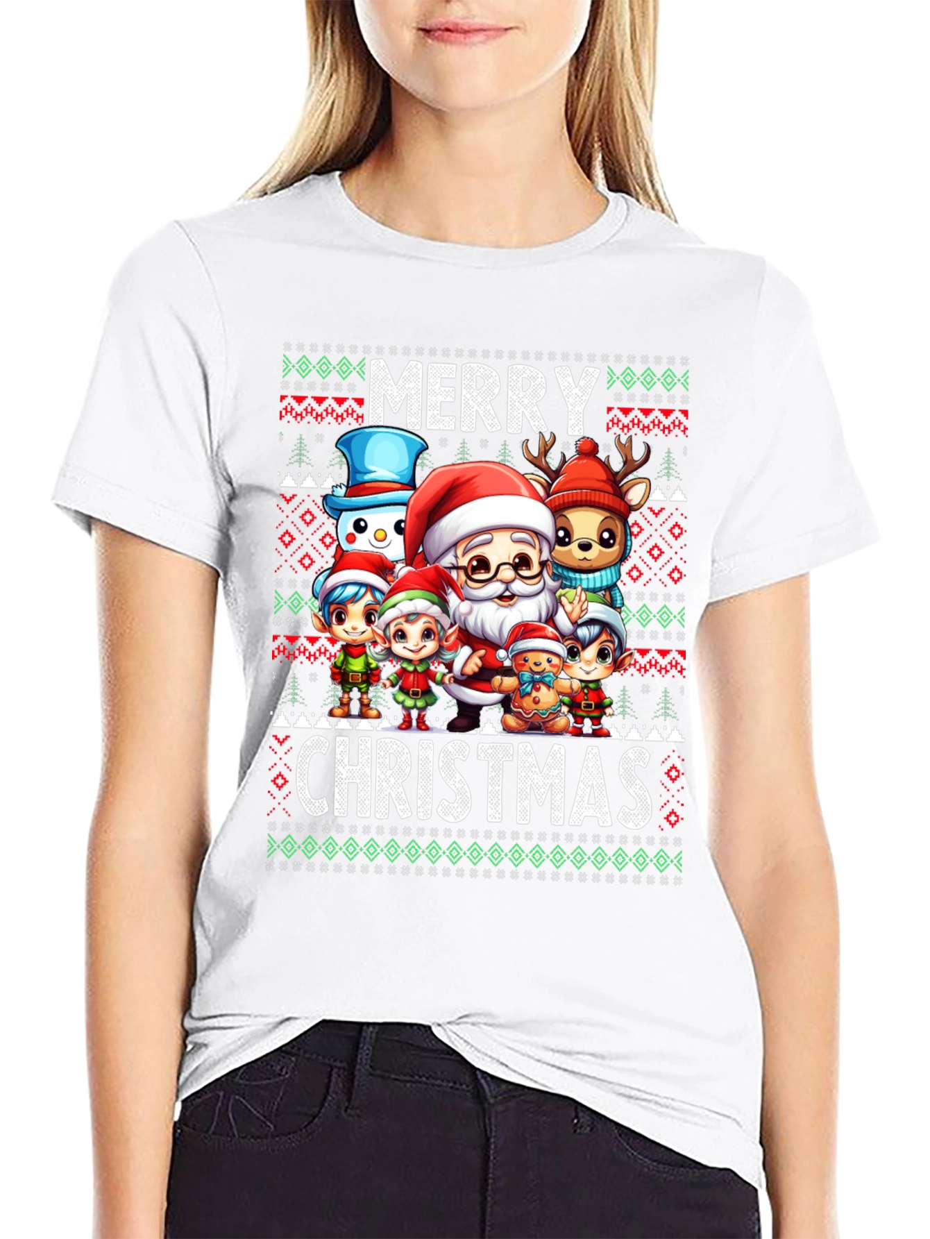 Festive Merry Christmas Cartoon Character T-Shirt