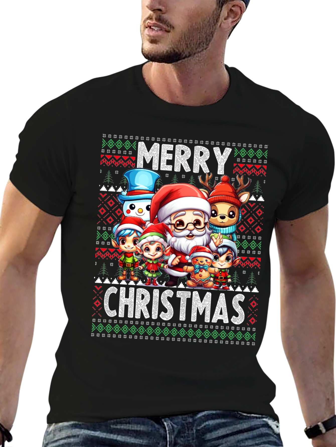 Festive Merry Christmas Cartoon Character T-Shirt