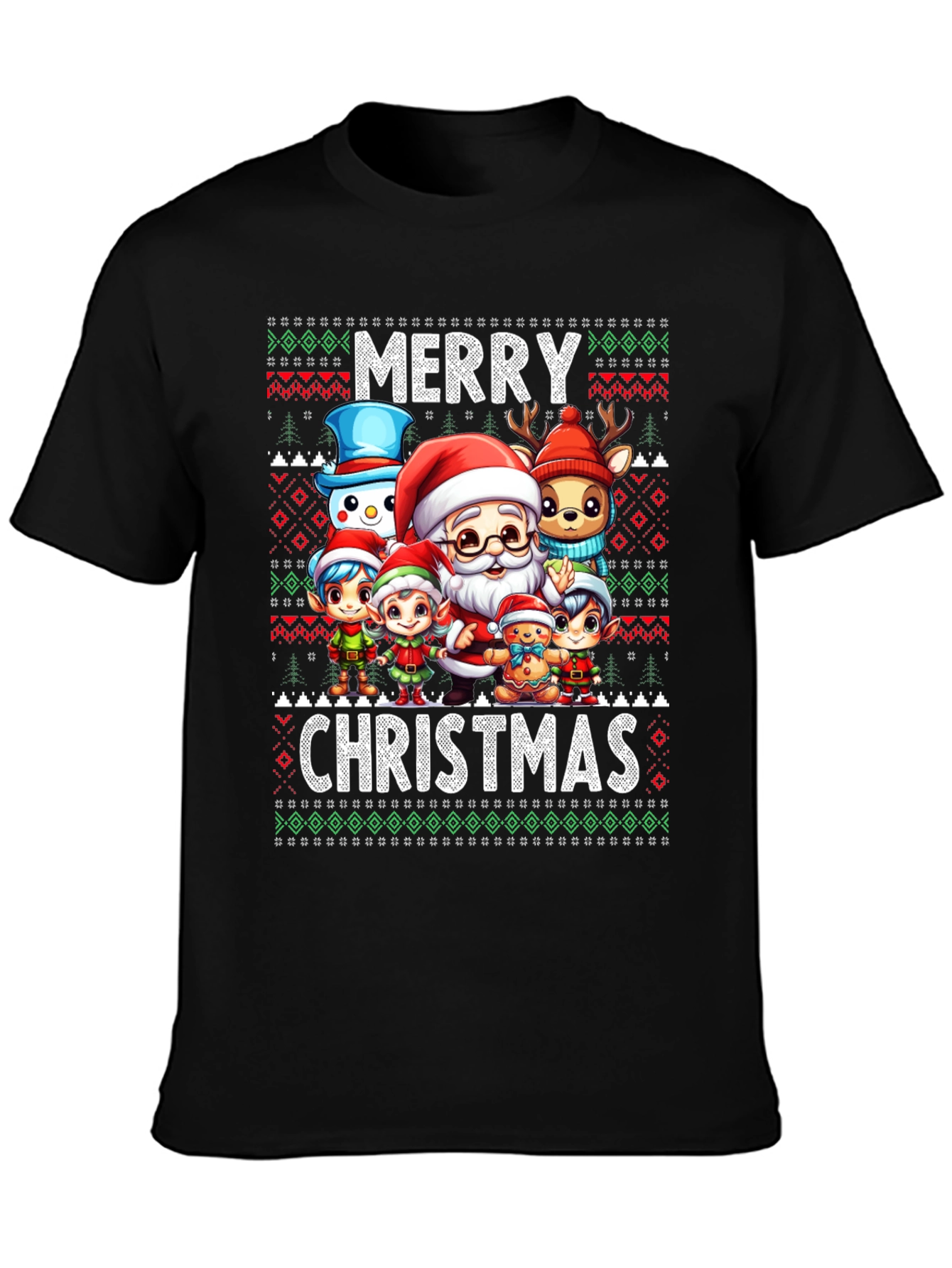 Festive Merry Christmas Cartoon Character T-Shirt