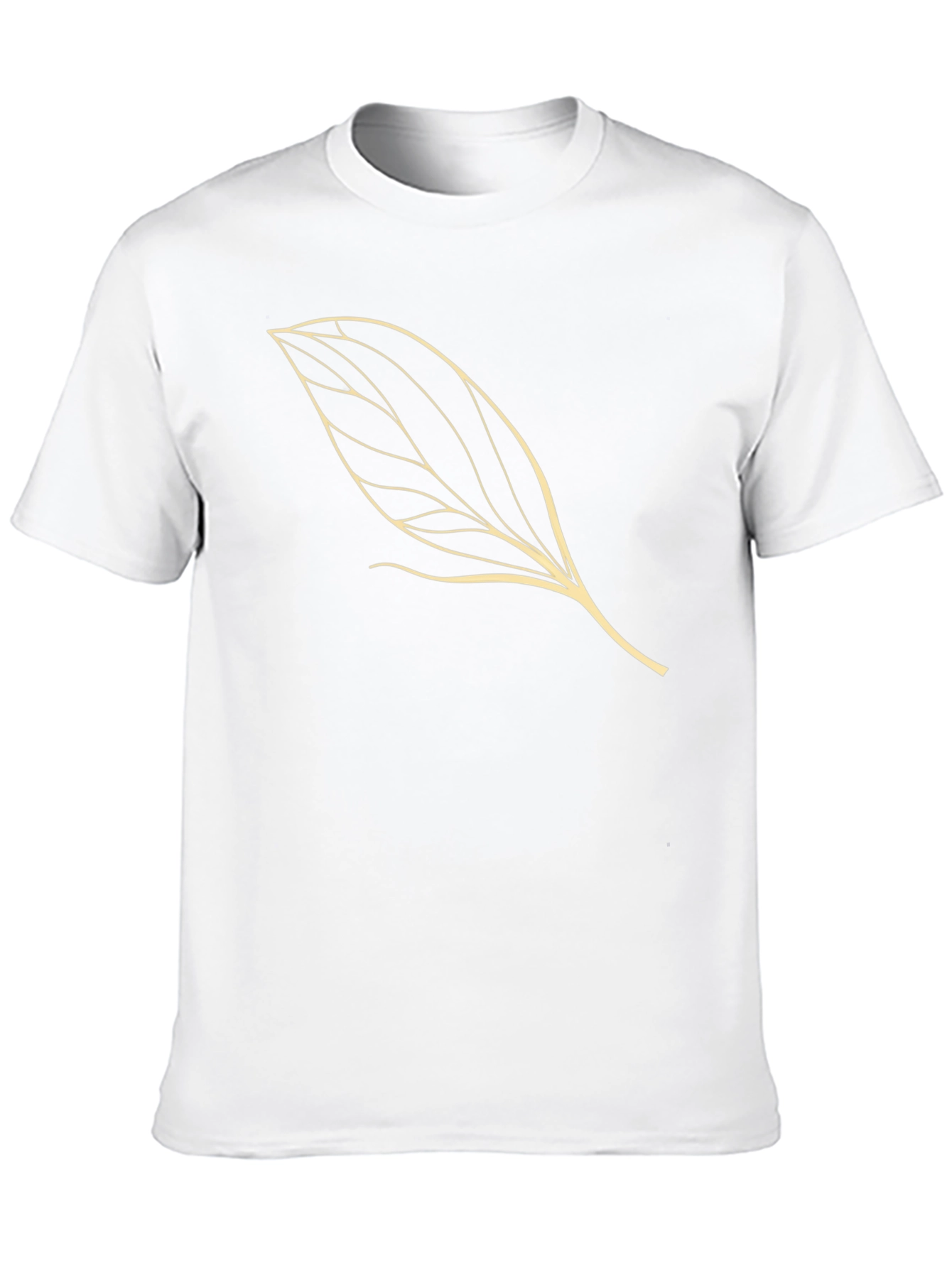 Leaf Design Black Cotton T-Shirt