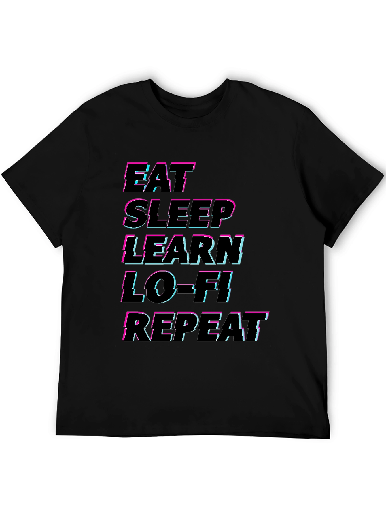 Eat Sleep Learn Lo-Fi Repeat Black T-Shirt