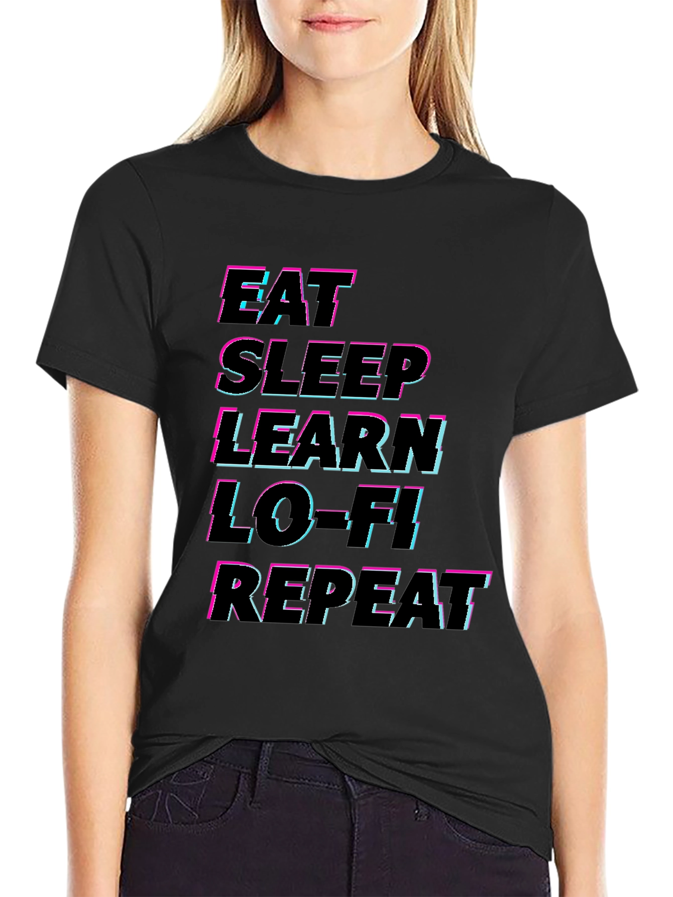 Eat Sleep Learn Lo-Fi Repeat Black T-Shirt