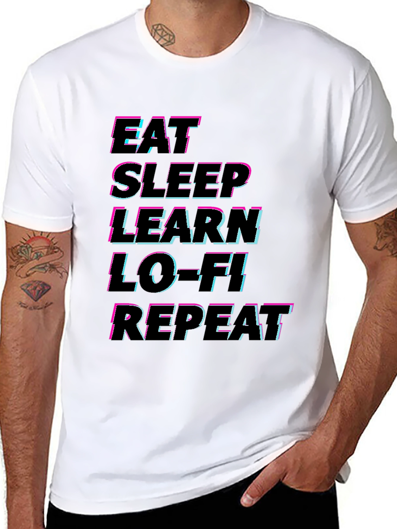 Eat Sleep Learn Lo-Fi Repeat Black T-Shirt