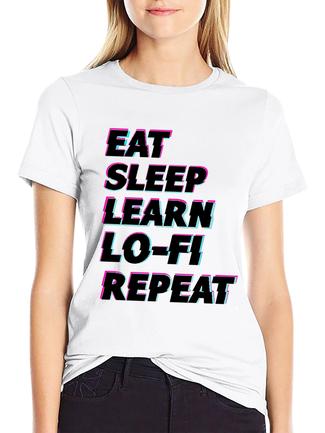 Eat Sleep Learn Lo-Fi Repeat Black T-Shirt