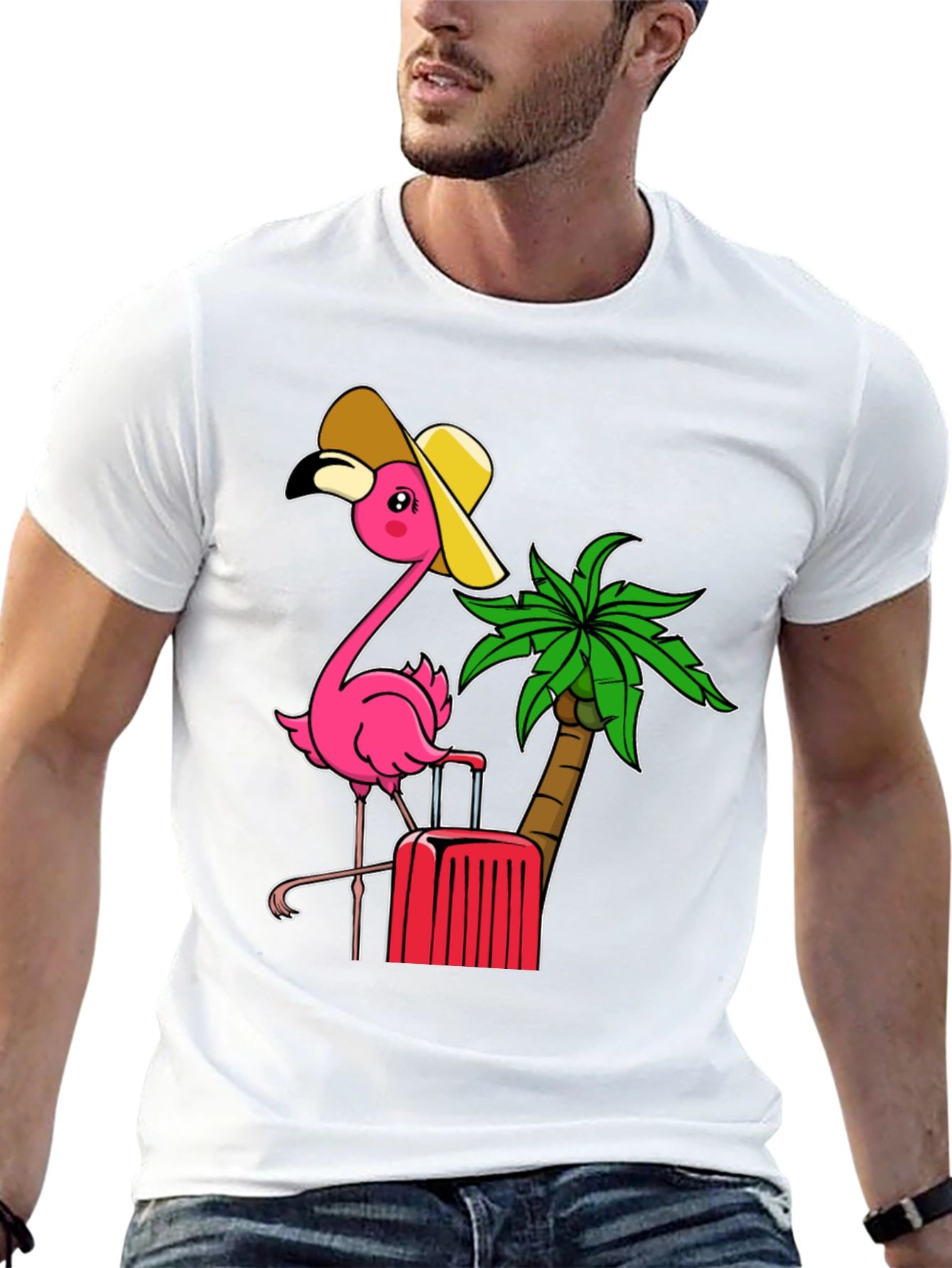 Tropical Flamingo Vacation Graphic Tee