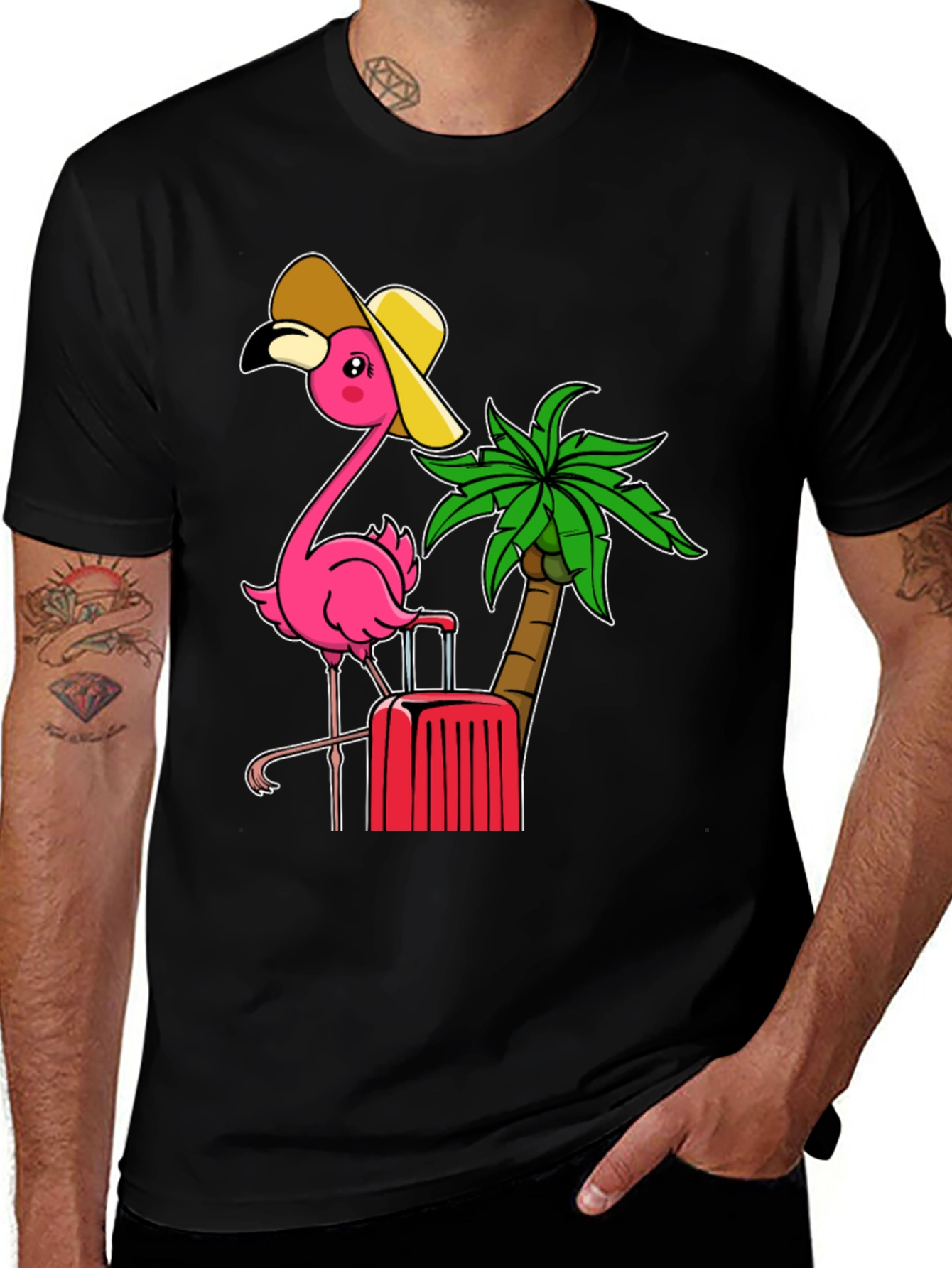 Tropical Flamingo Vacation Graphic Tee