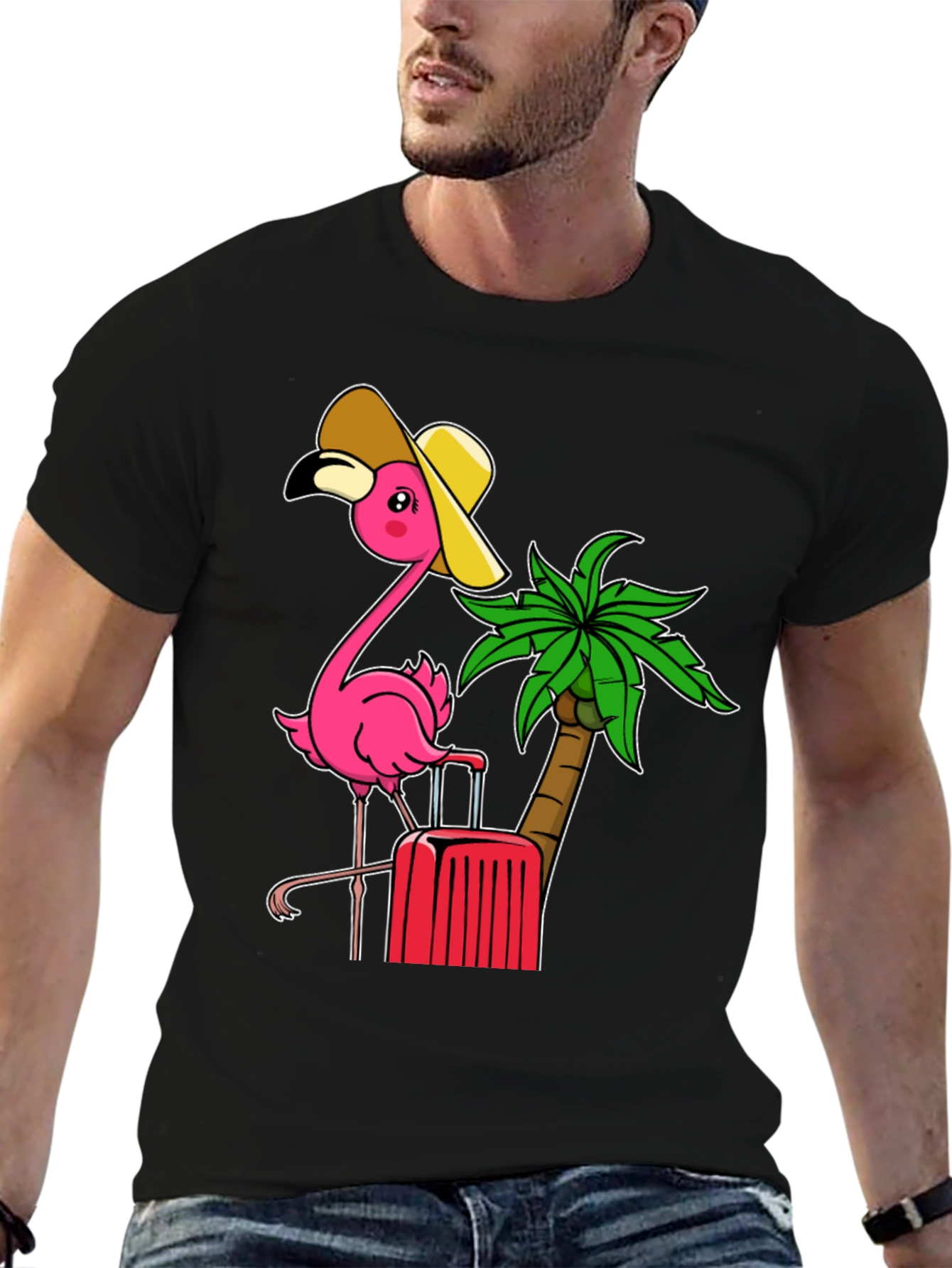 Tropical Flamingo Vacation Graphic Tee