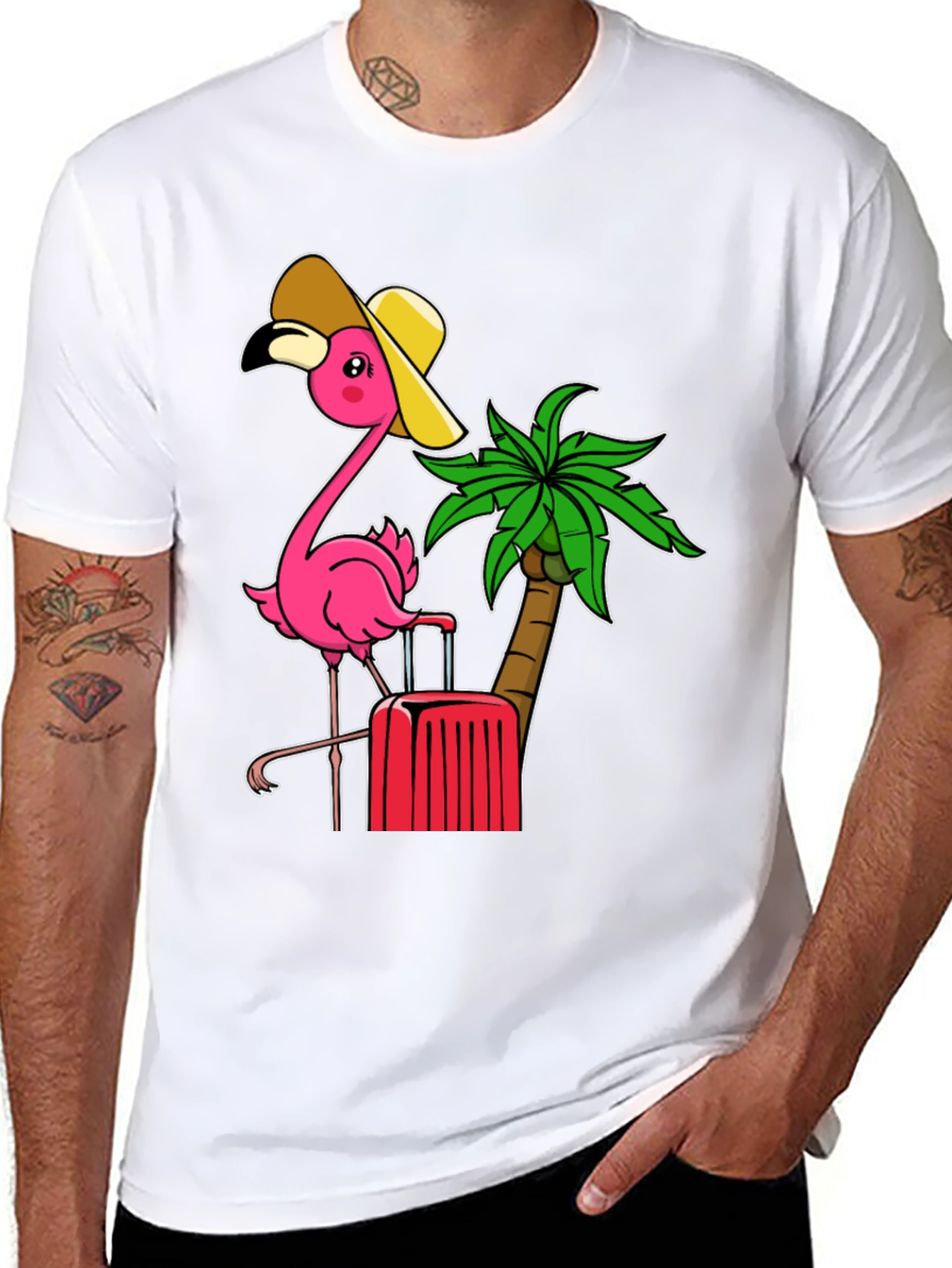 Tropical Flamingo Vacation Graphic Tee