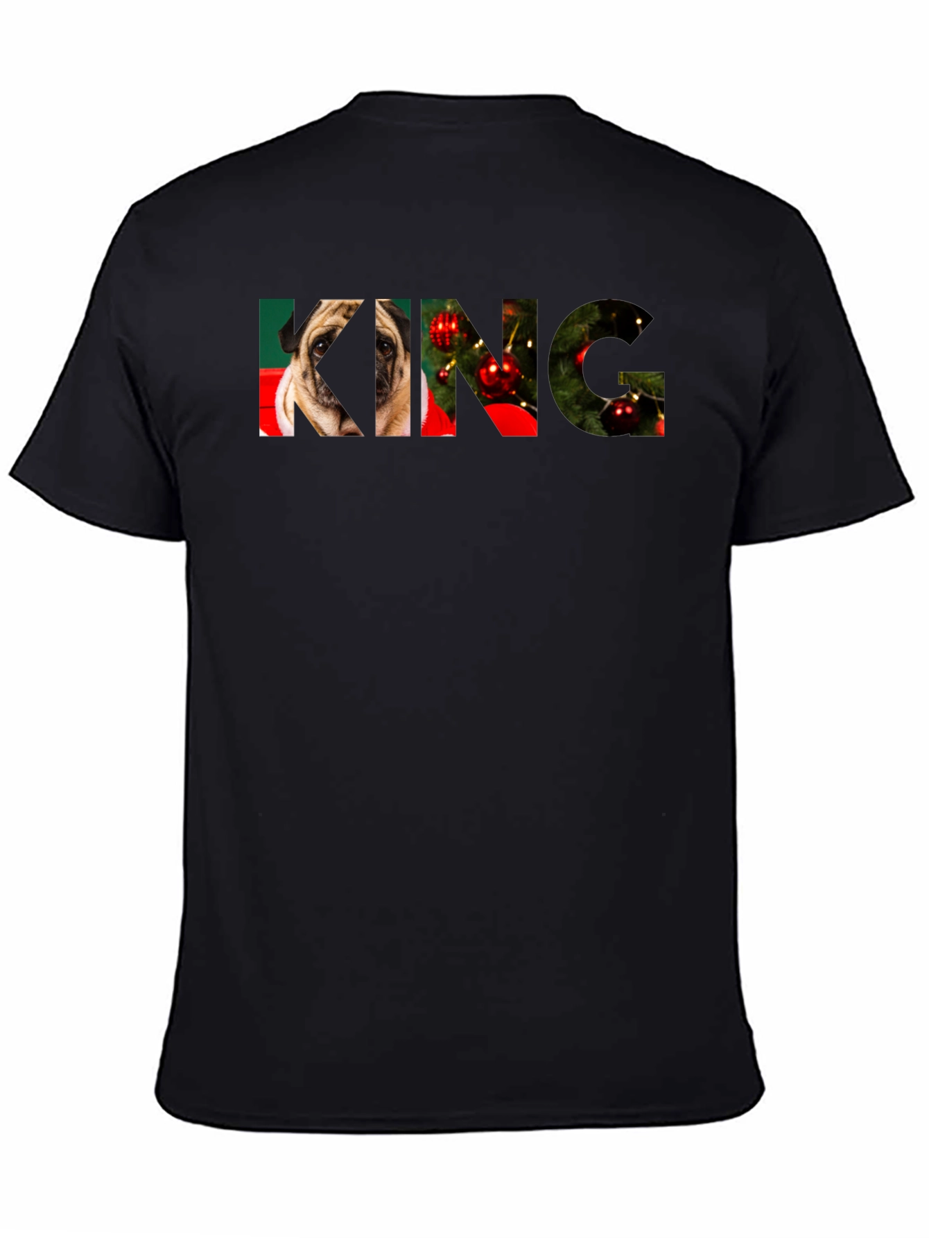 Festive KING Pug Christmas Graphic Tee
