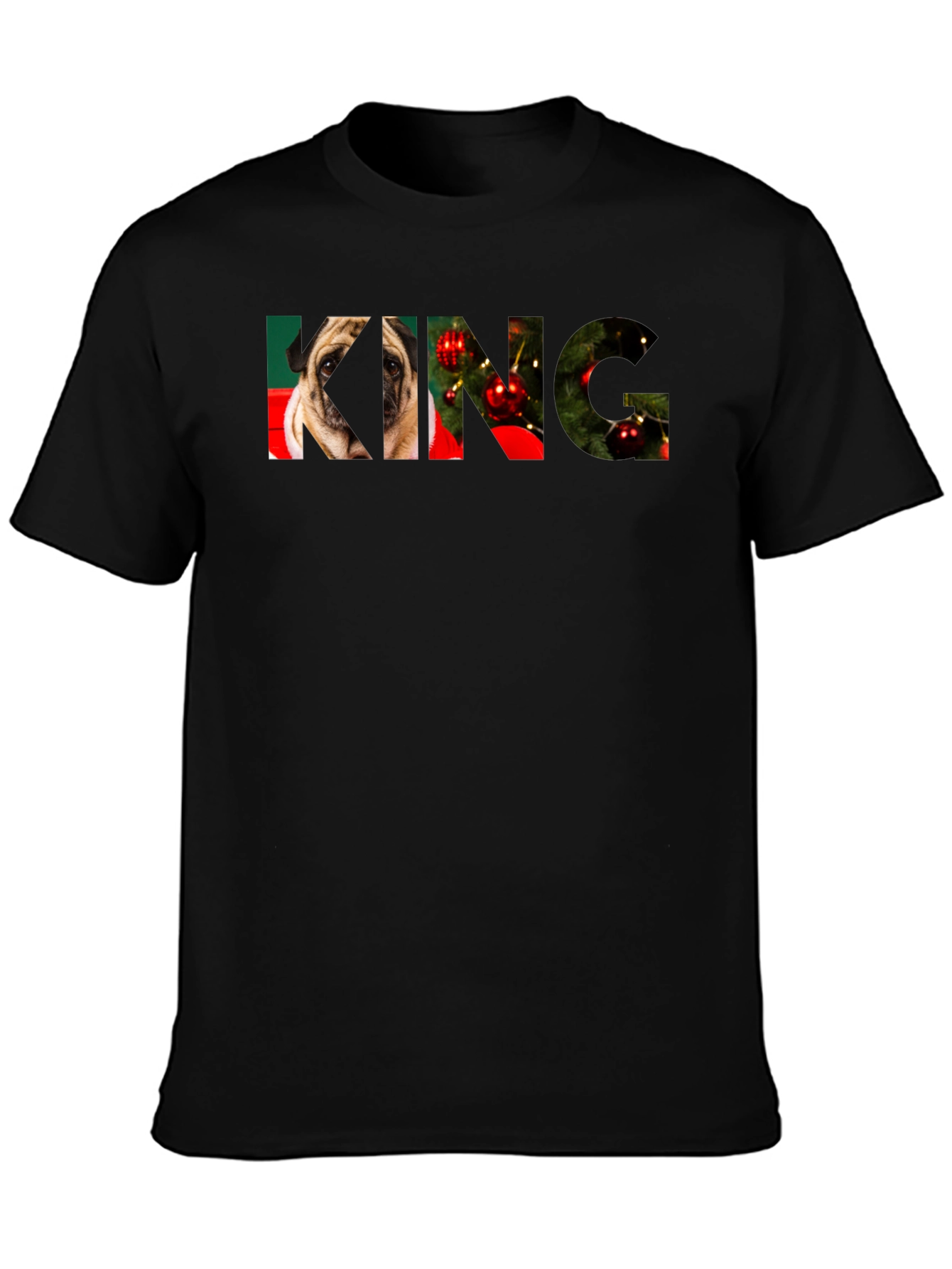 Festive KING Pug Christmas Graphic Tee