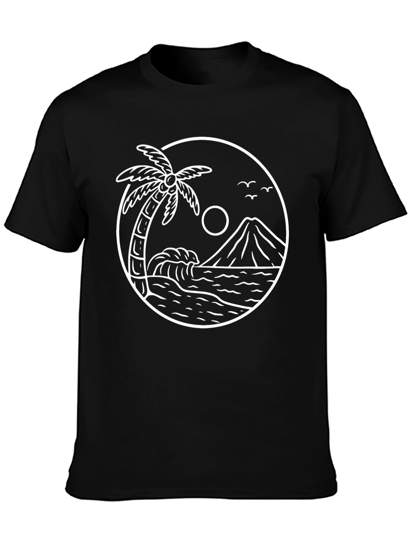 Island Scene Graphic Tee - Black