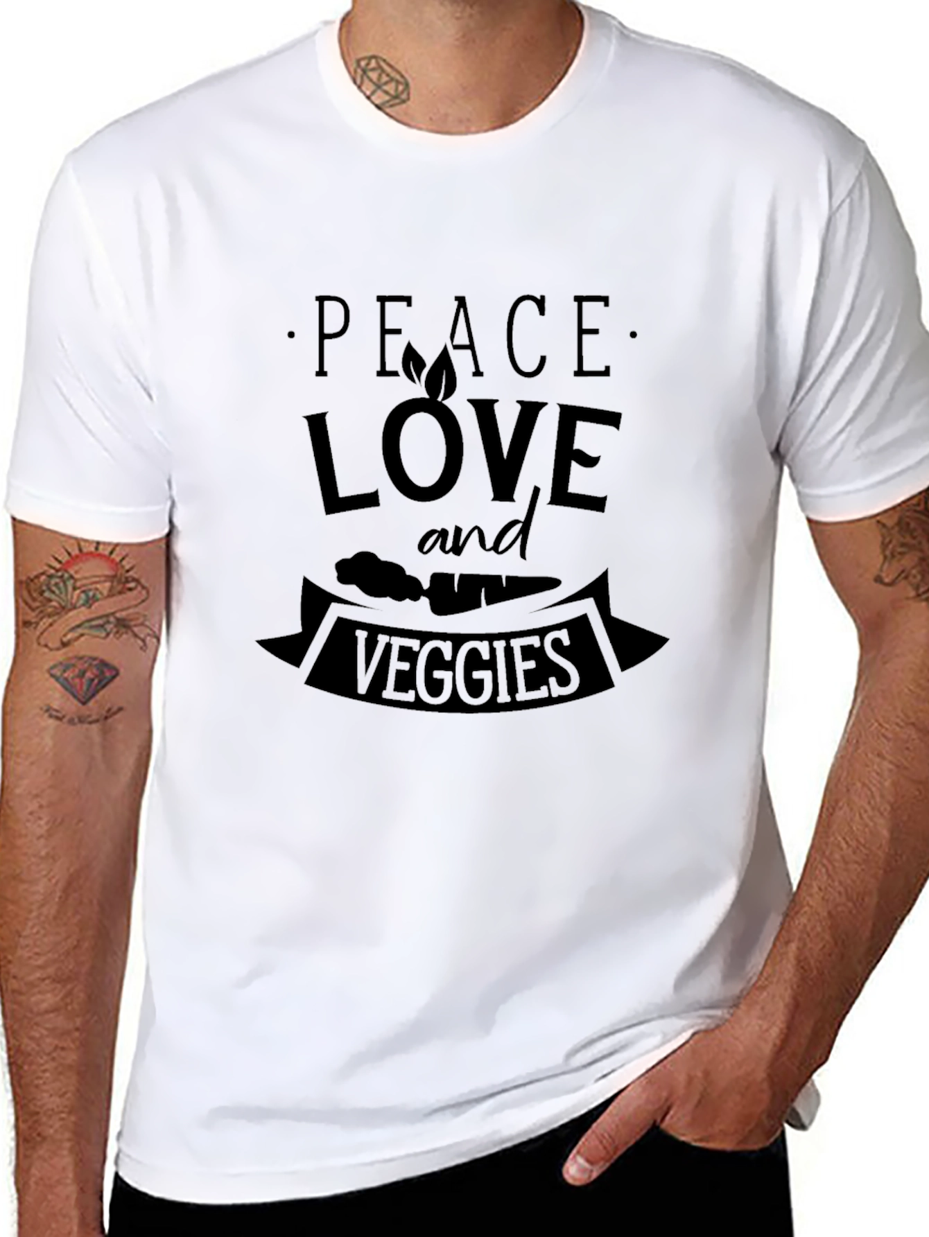 Peace Love and Veggies Graphic T-Shirt