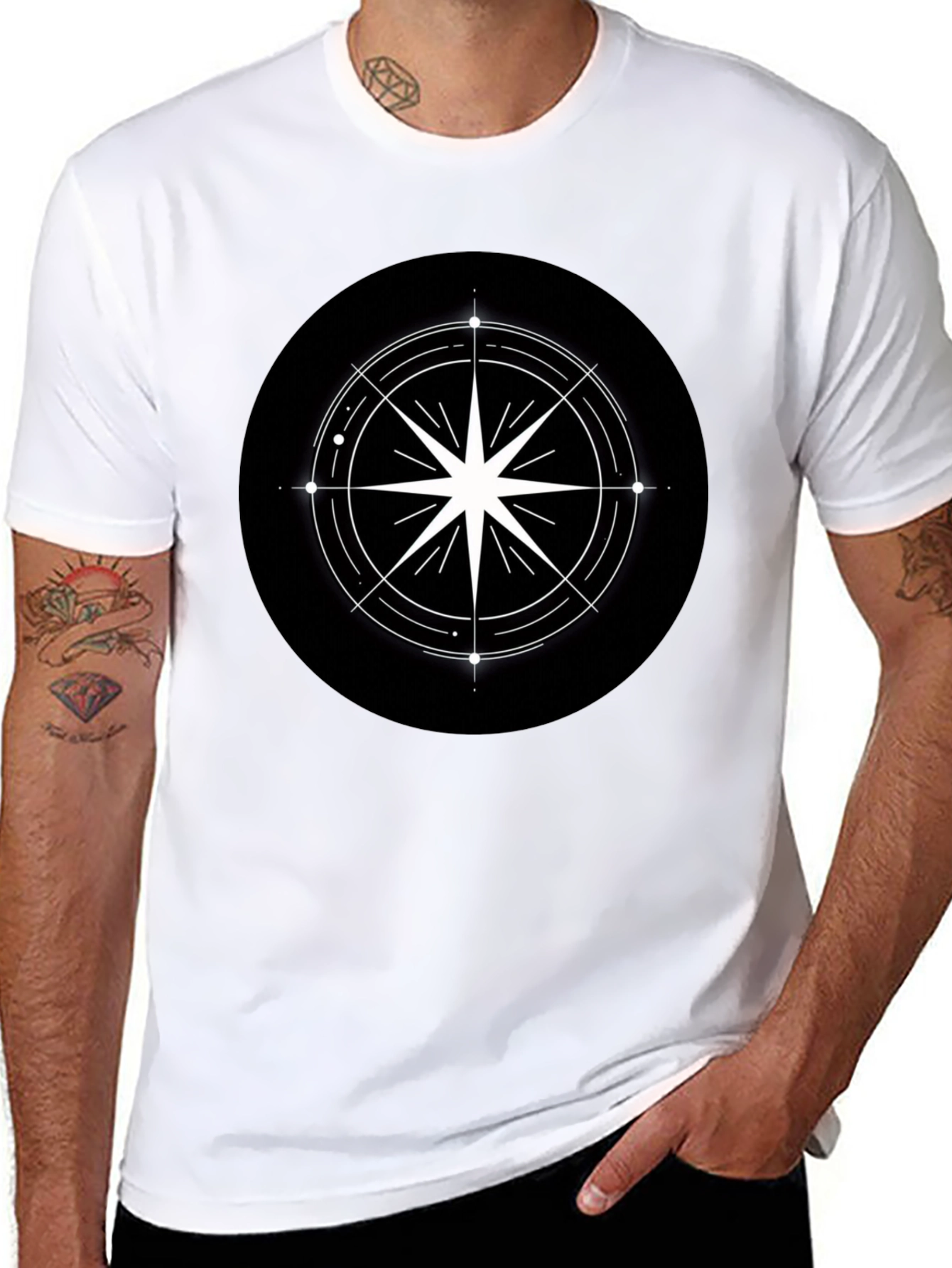 Compass Star Graphic Black T-Shirt