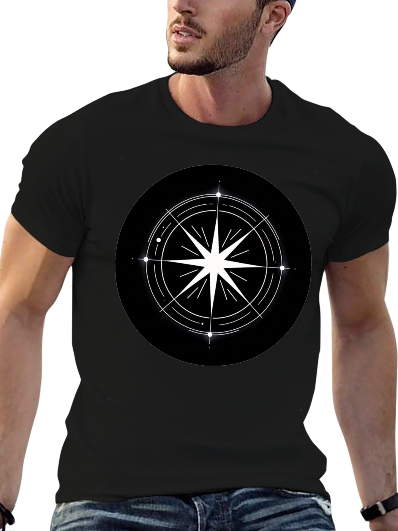 Compass Star Graphic Black T-Shirt