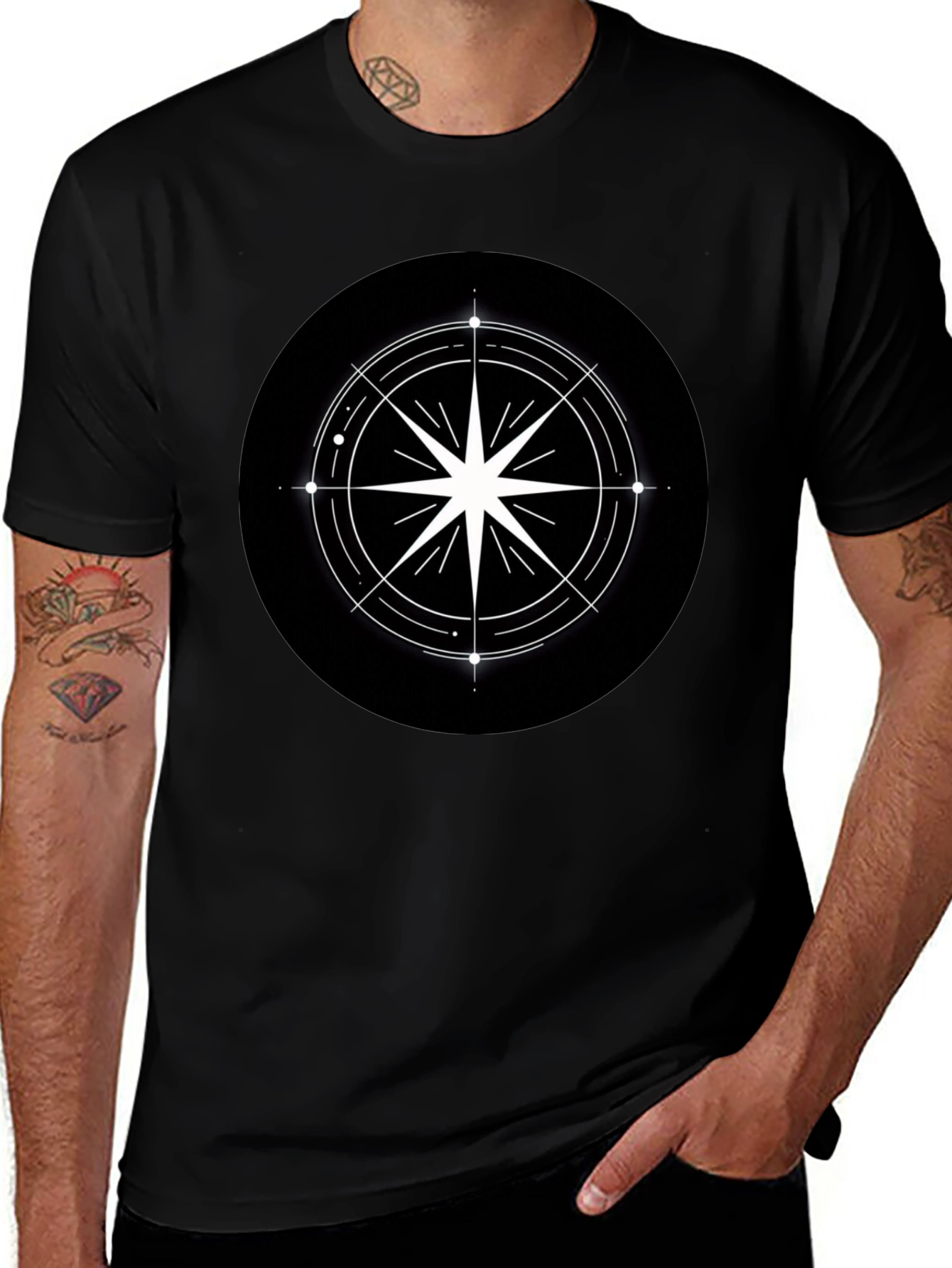Compass Star Graphic Black T-Shirt