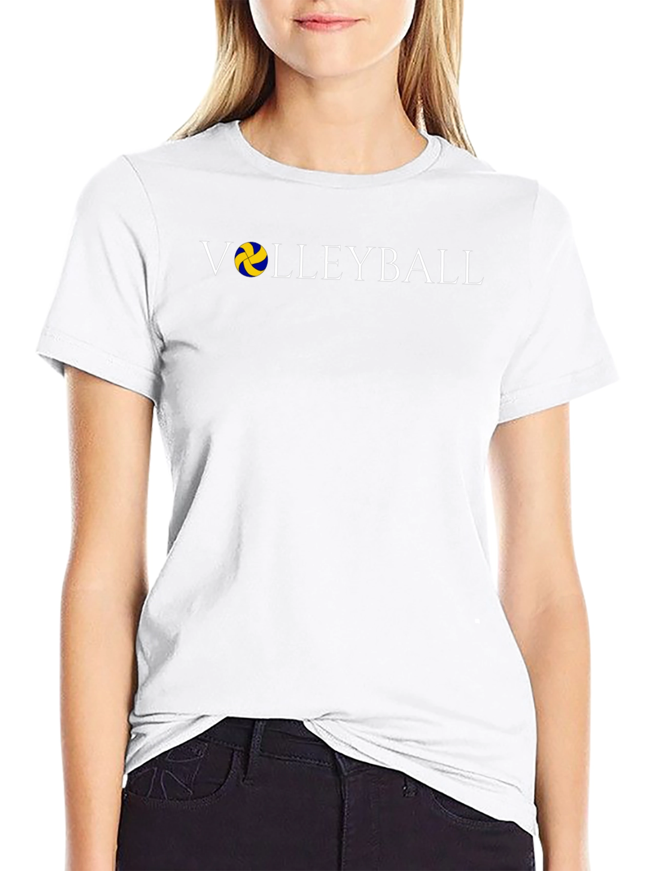 Volleyball Graphic Print Crew Neck Tee