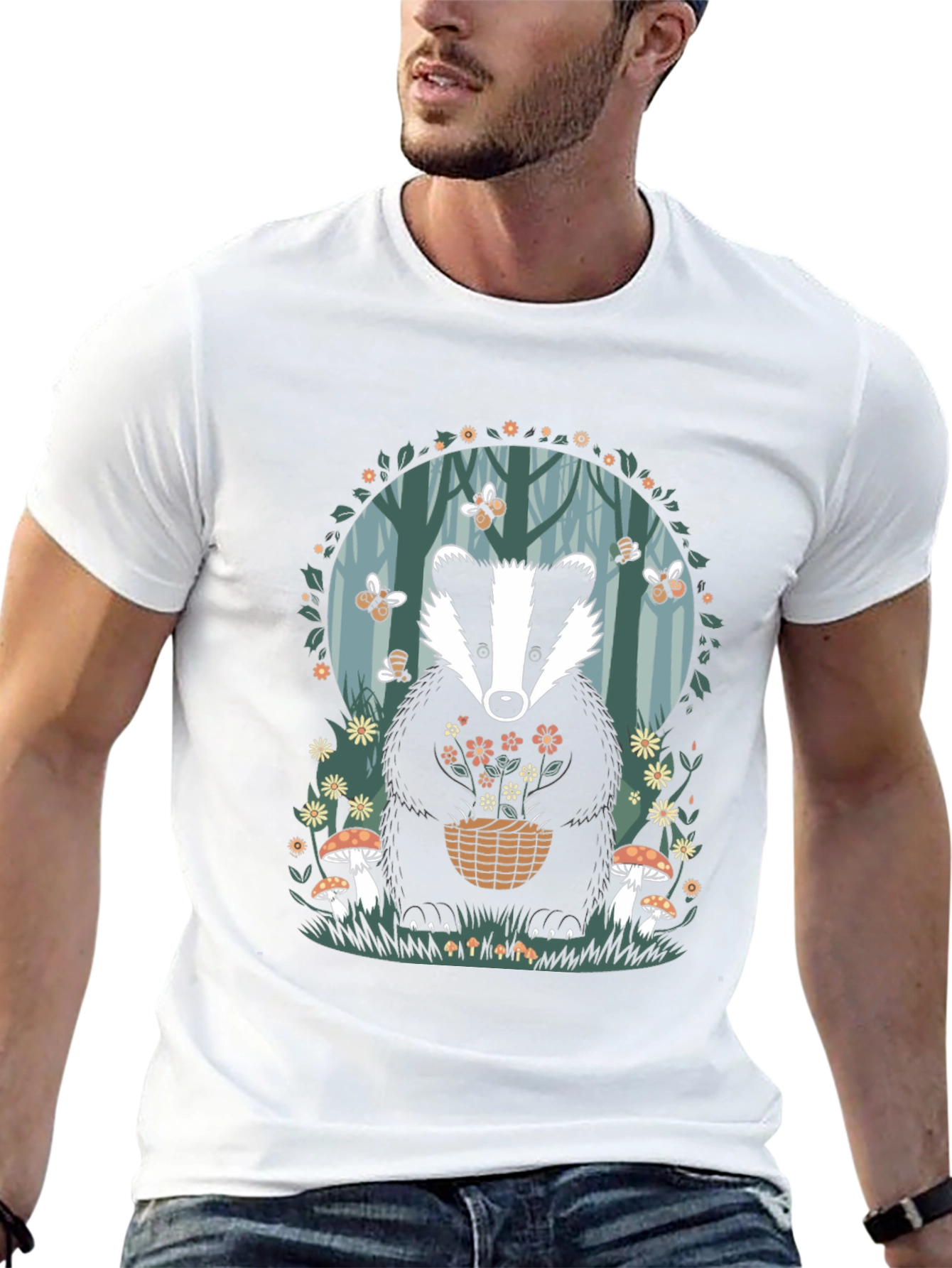 Badger in Forest T-Shirt