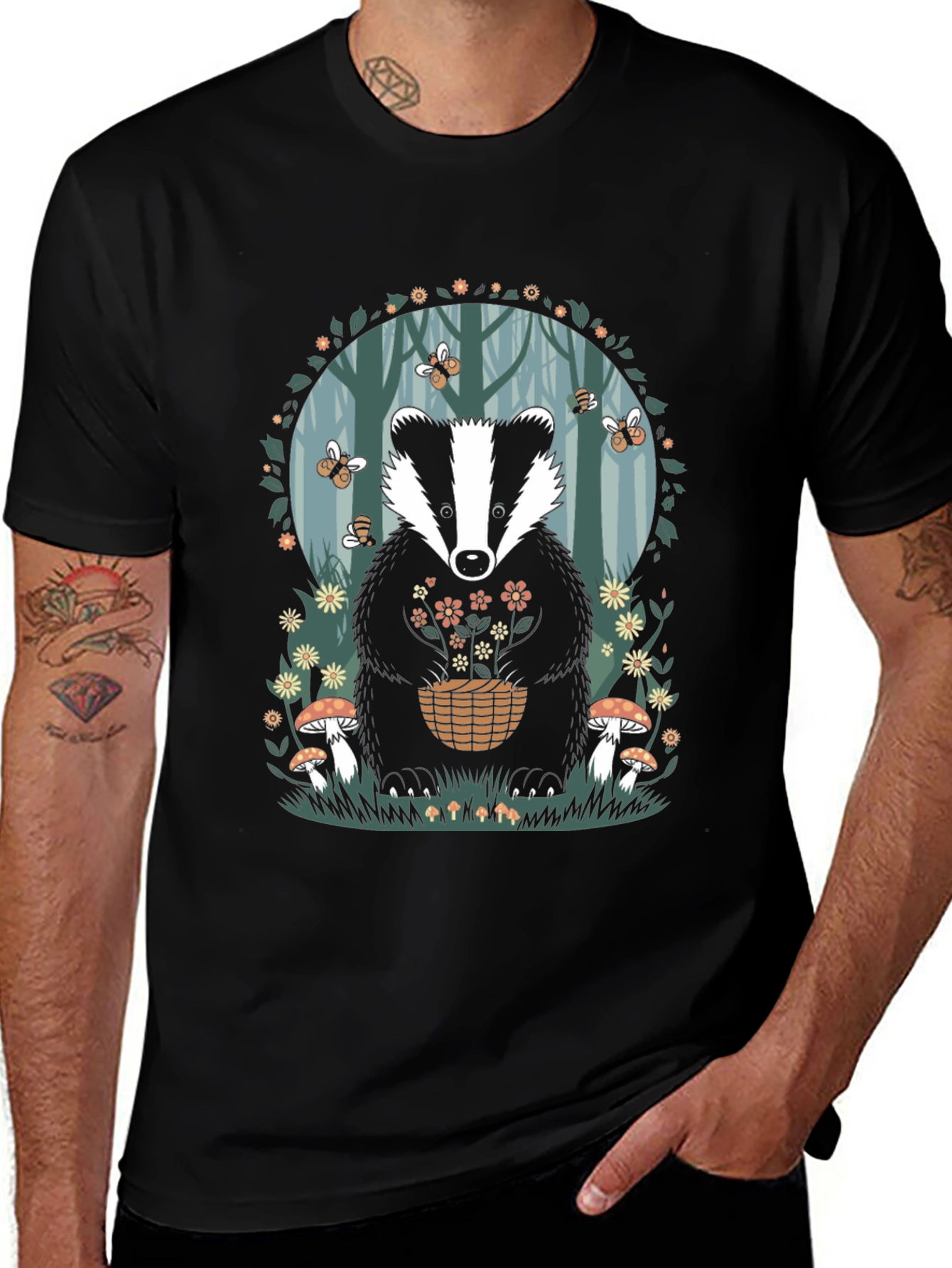 Badger in Forest T-Shirt