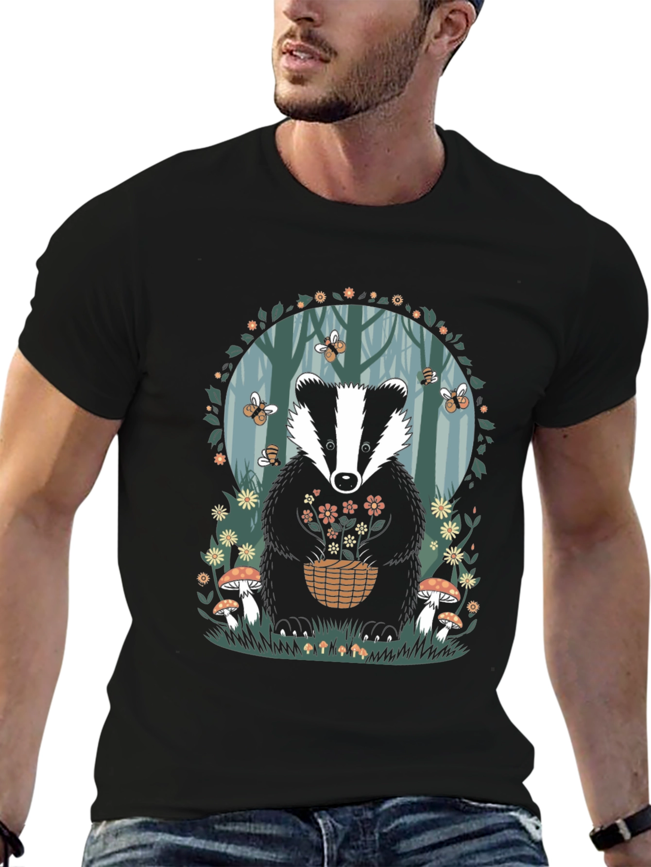 Badger in Forest T-Shirt