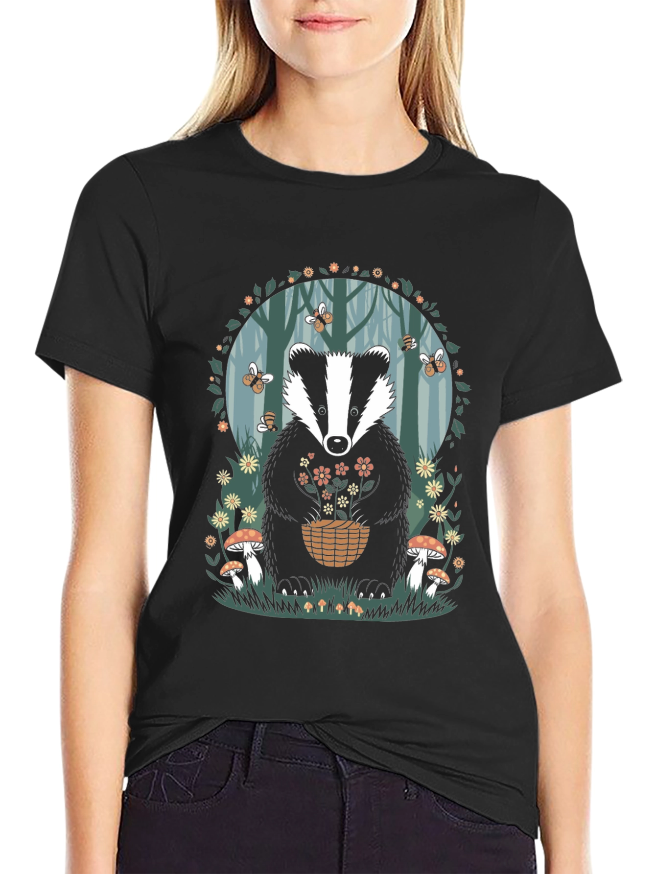 Badger in Forest T-Shirt