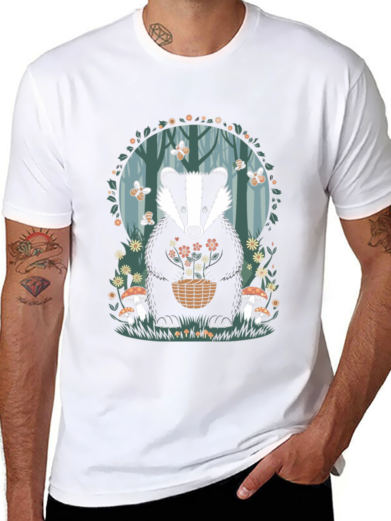Badger in Forest T-Shirt