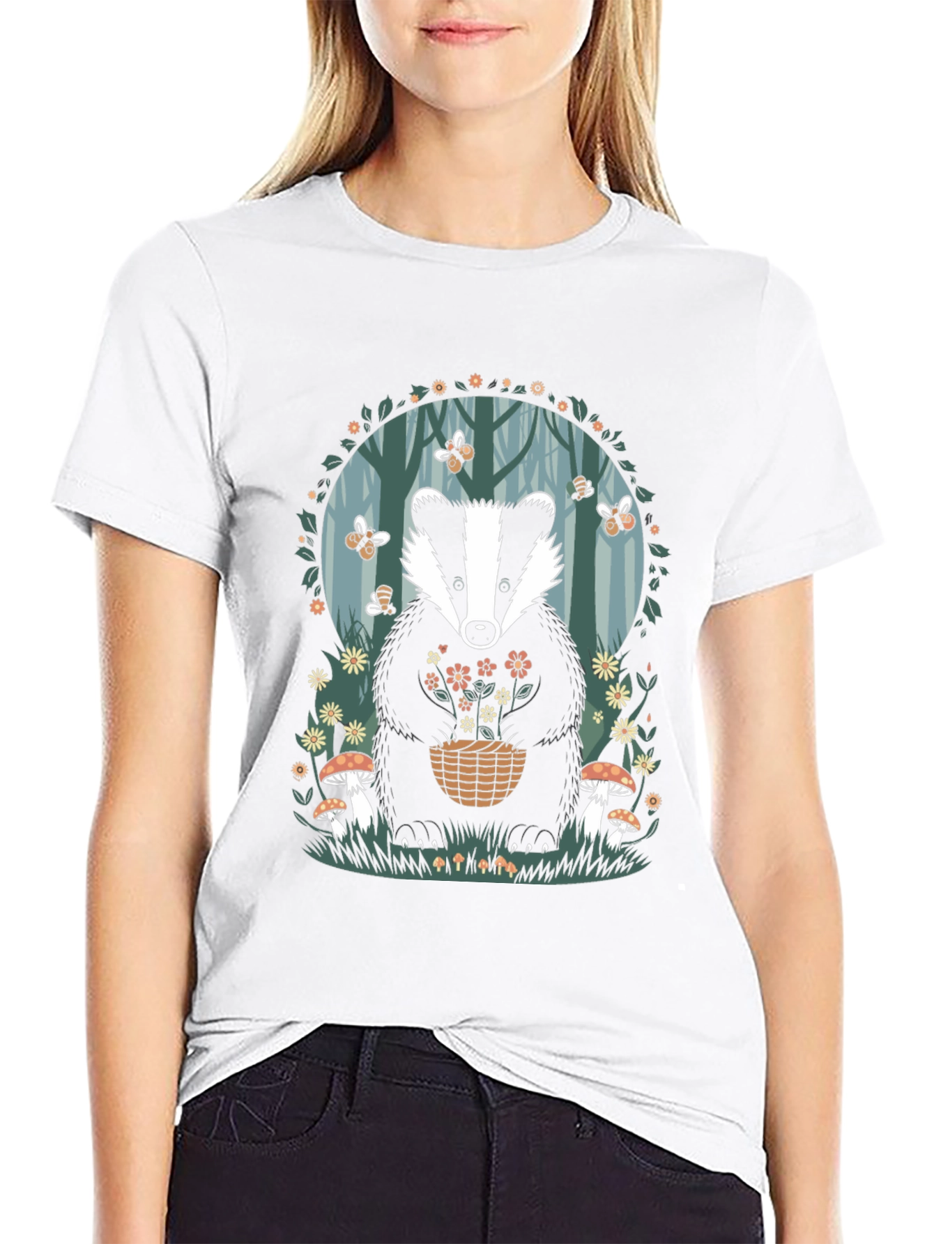 Badger in Forest T-Shirt