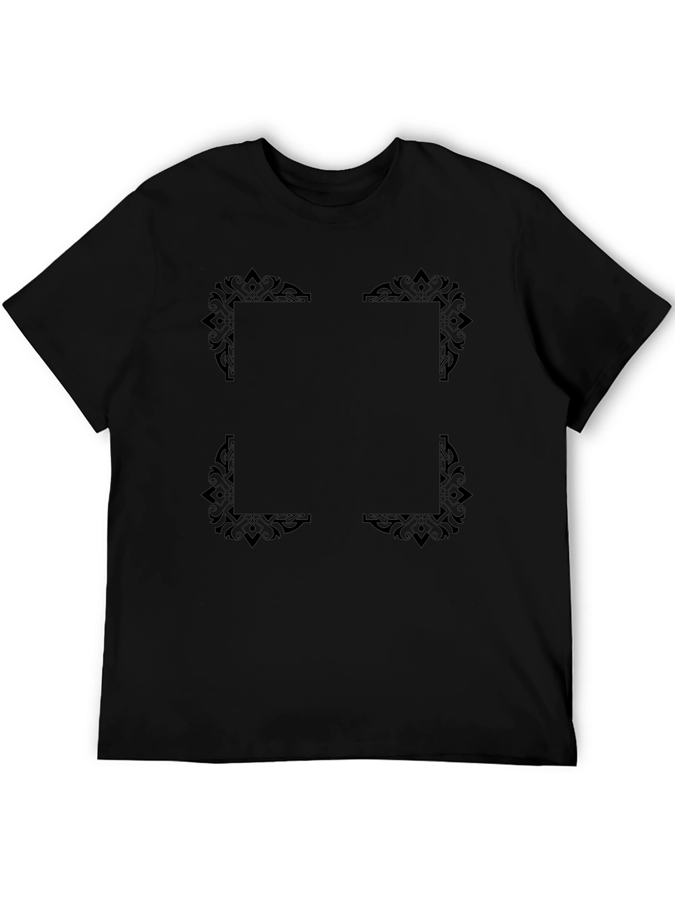 Elegant Frame Design Black T-Shirt for Men