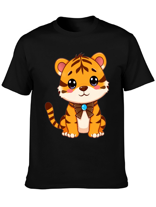 Cute Tiger Cub Graphic Tee - Soft Black T-Shirt