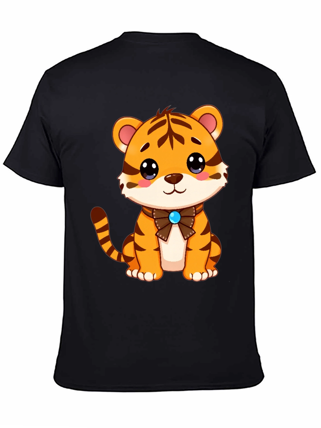 Cute Tiger Cub Graphic Tee - Soft Black T-Shirt