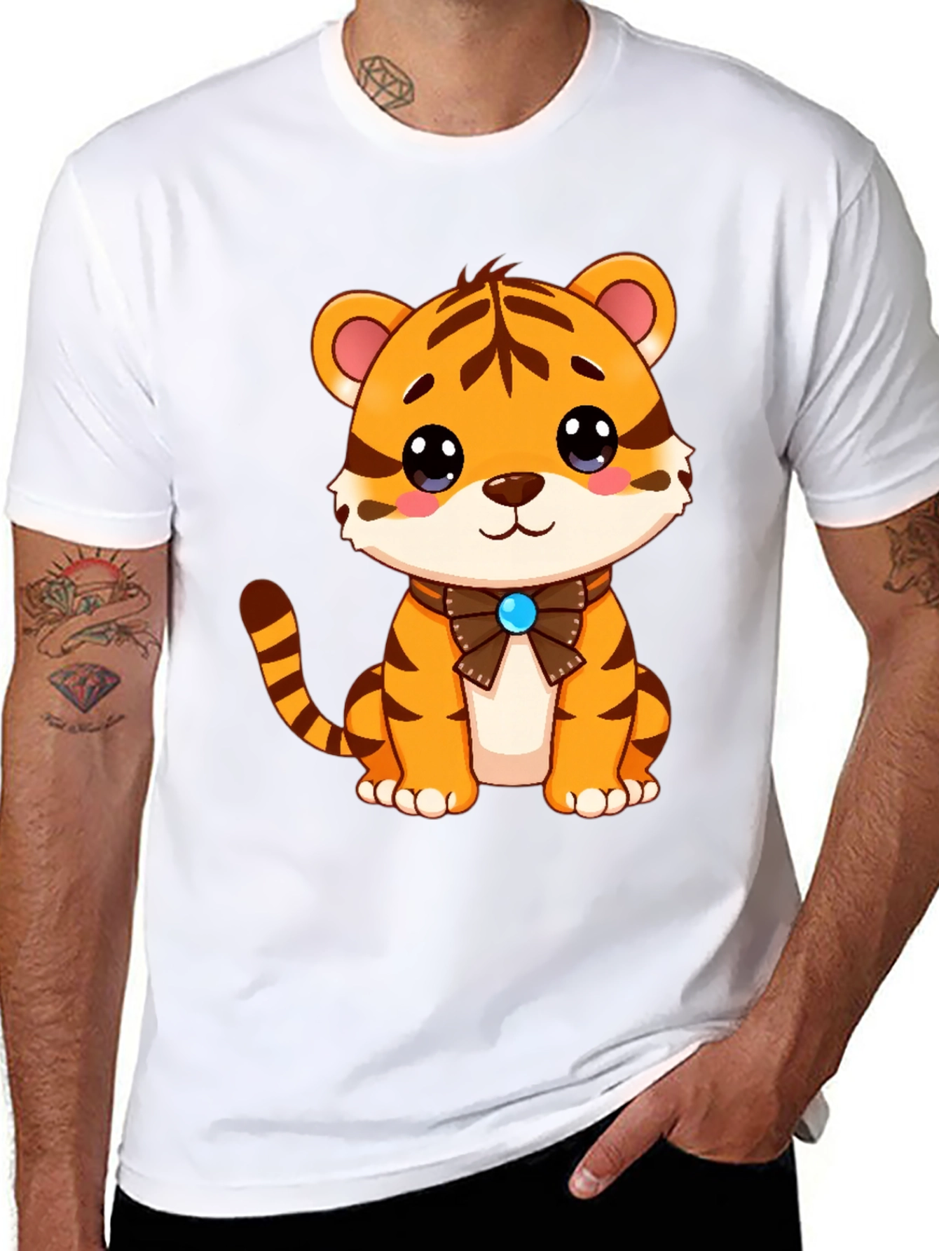 Cute Tiger Cub Graphic Tee - Soft Black T-Shirt