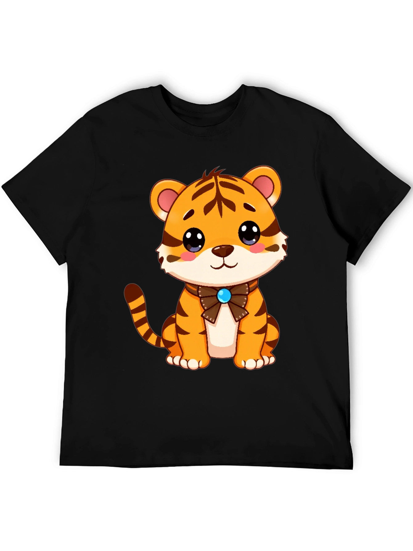 Cute Tiger Cub Graphic Tee - Soft Black T-Shirt