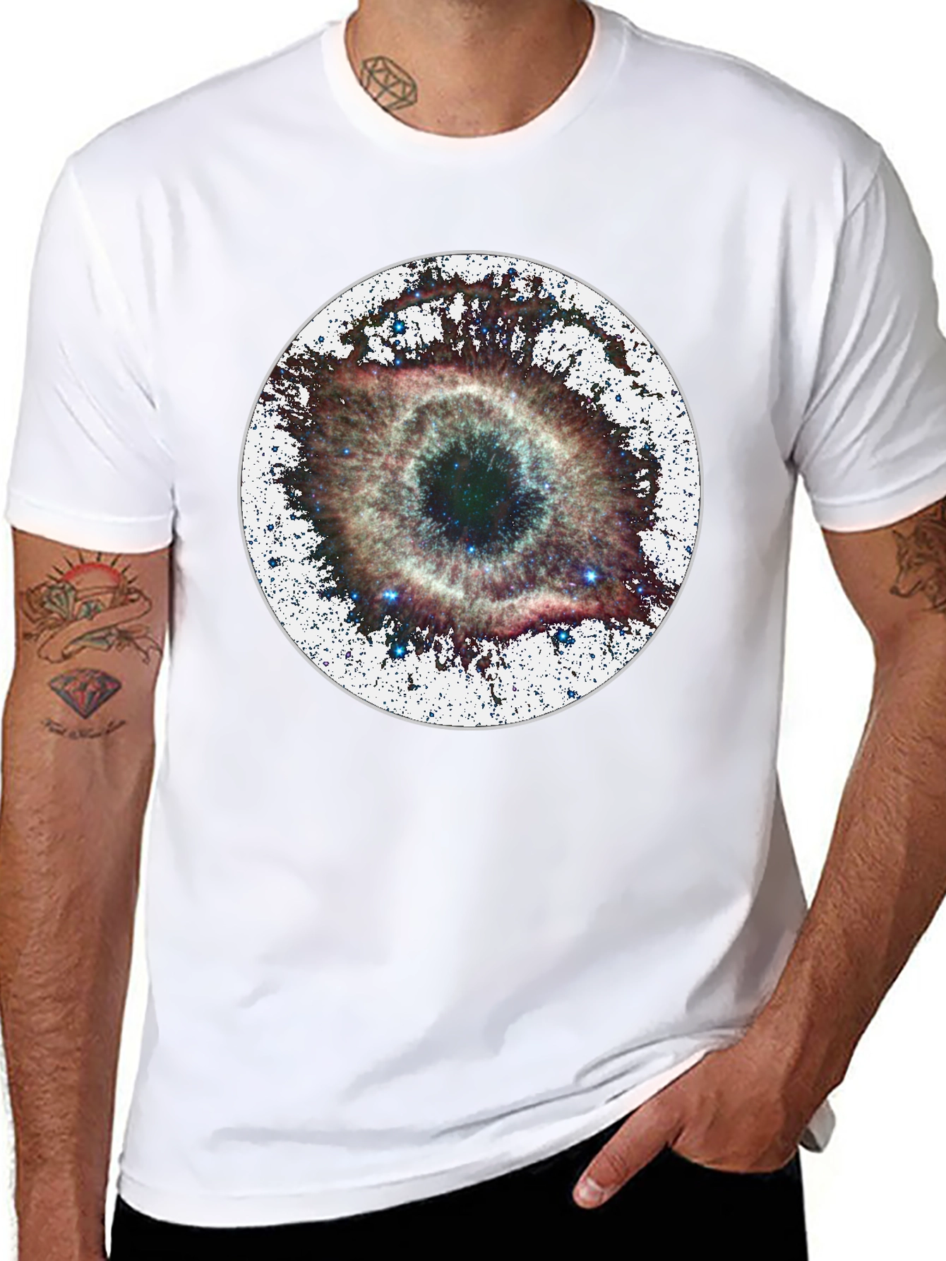 Nebula Eye Black Tee - Cosmic Style