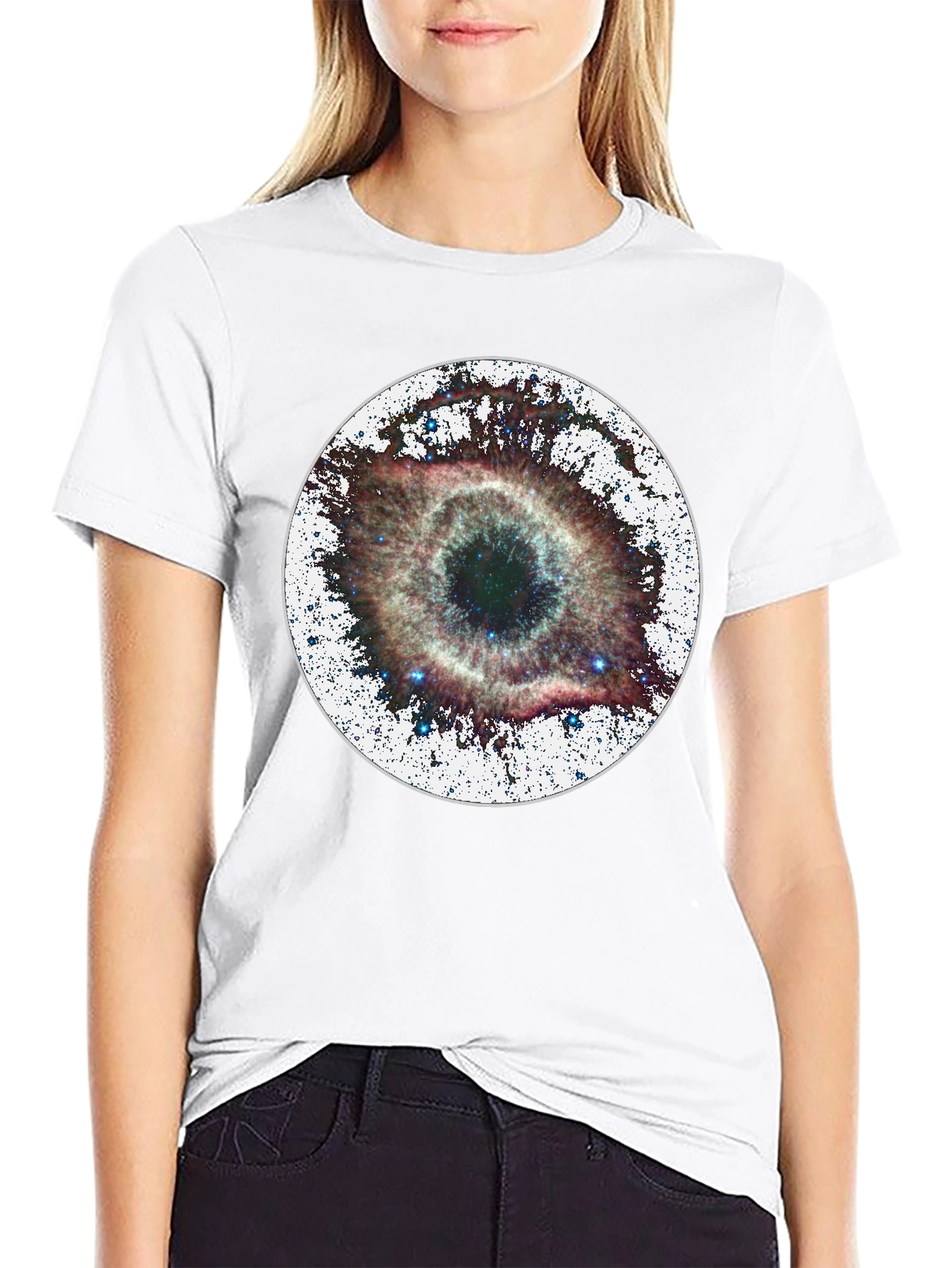 Nebula Eye Black Tee - Cosmic Style