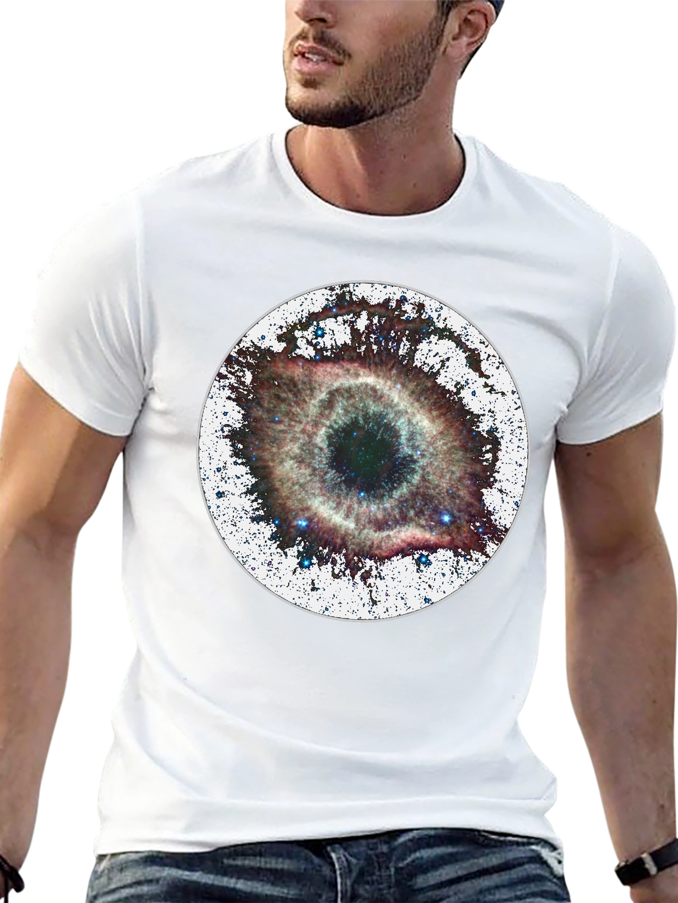 Nebula Eye Black Tee - Cosmic Style