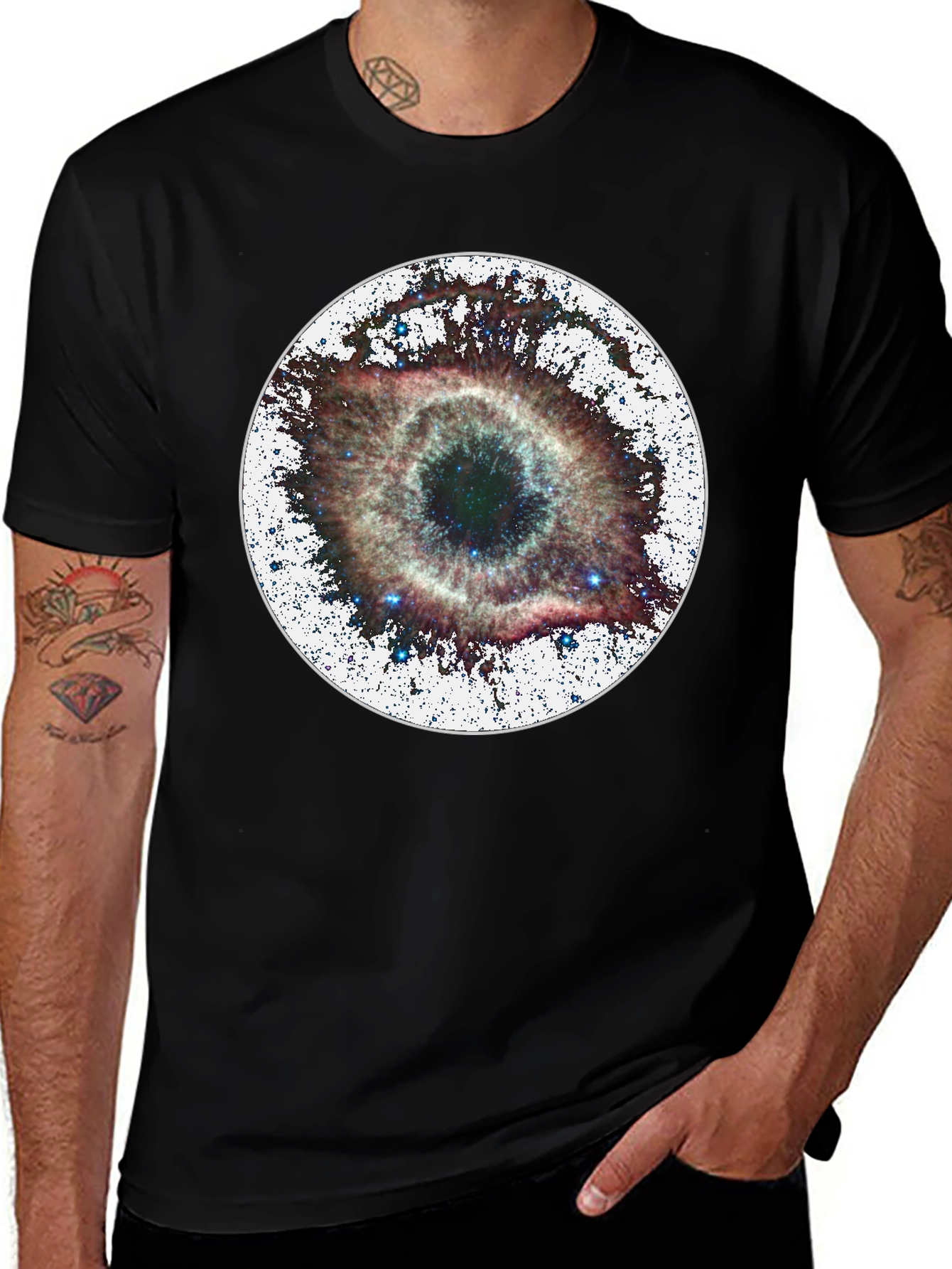 Nebula Eye Black Tee - Cosmic Style