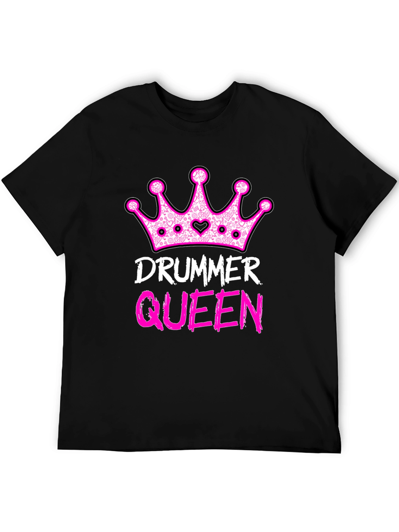 Drummer Queen Black T-Shirt - Music Lover Tee