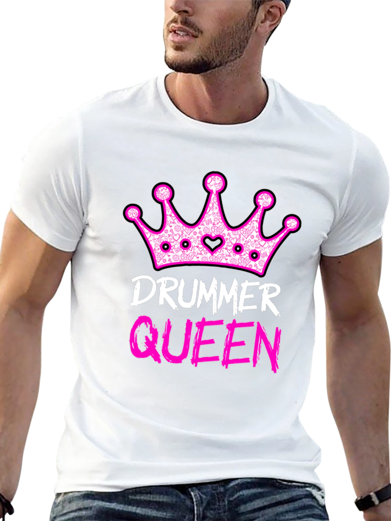 Drummer Queen Black T-Shirt - Music Lover Tee