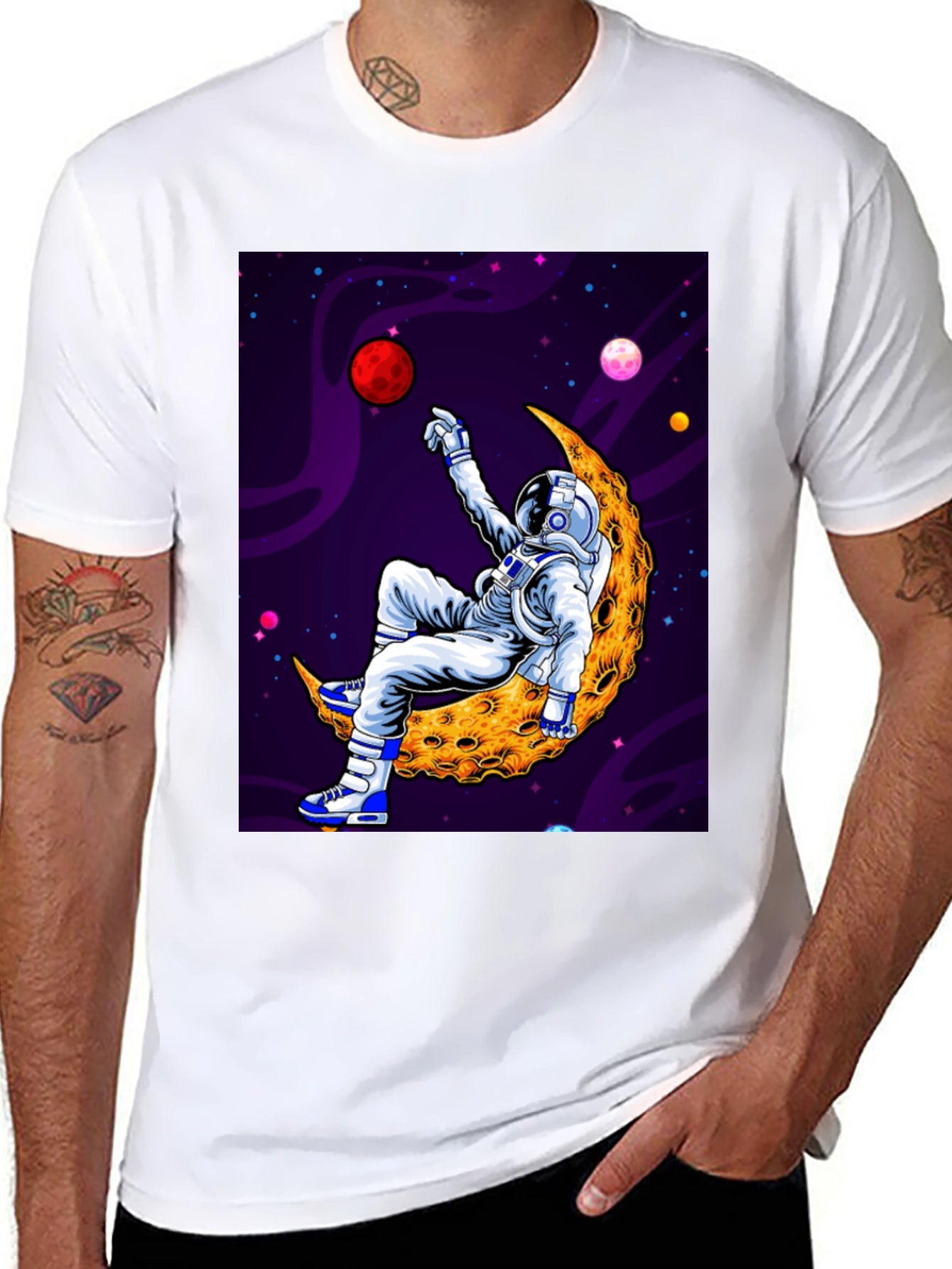 Astronaut Moon Graphic Tee - Space Vibes
