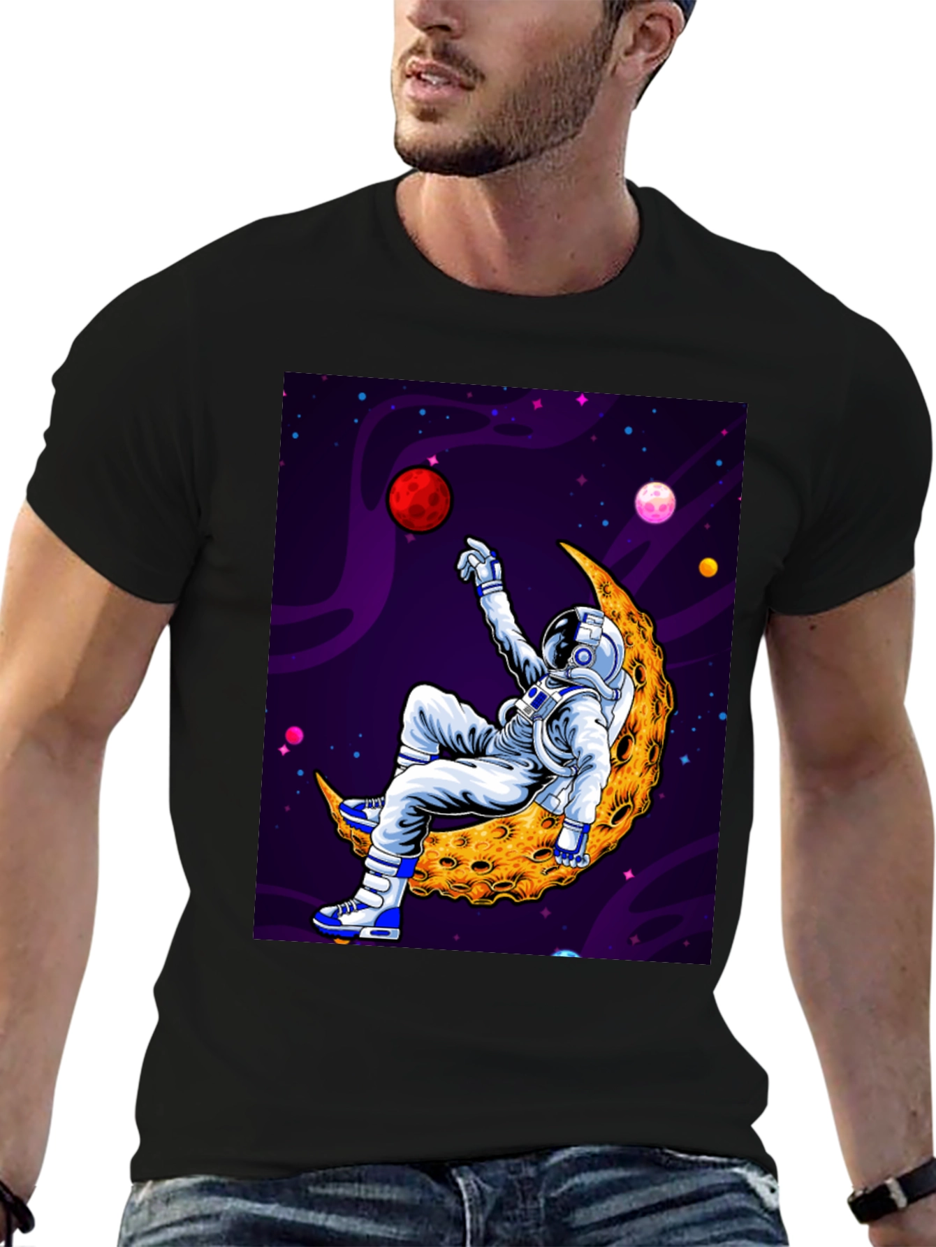 Astronaut Moon Graphic Tee - Space Vibes