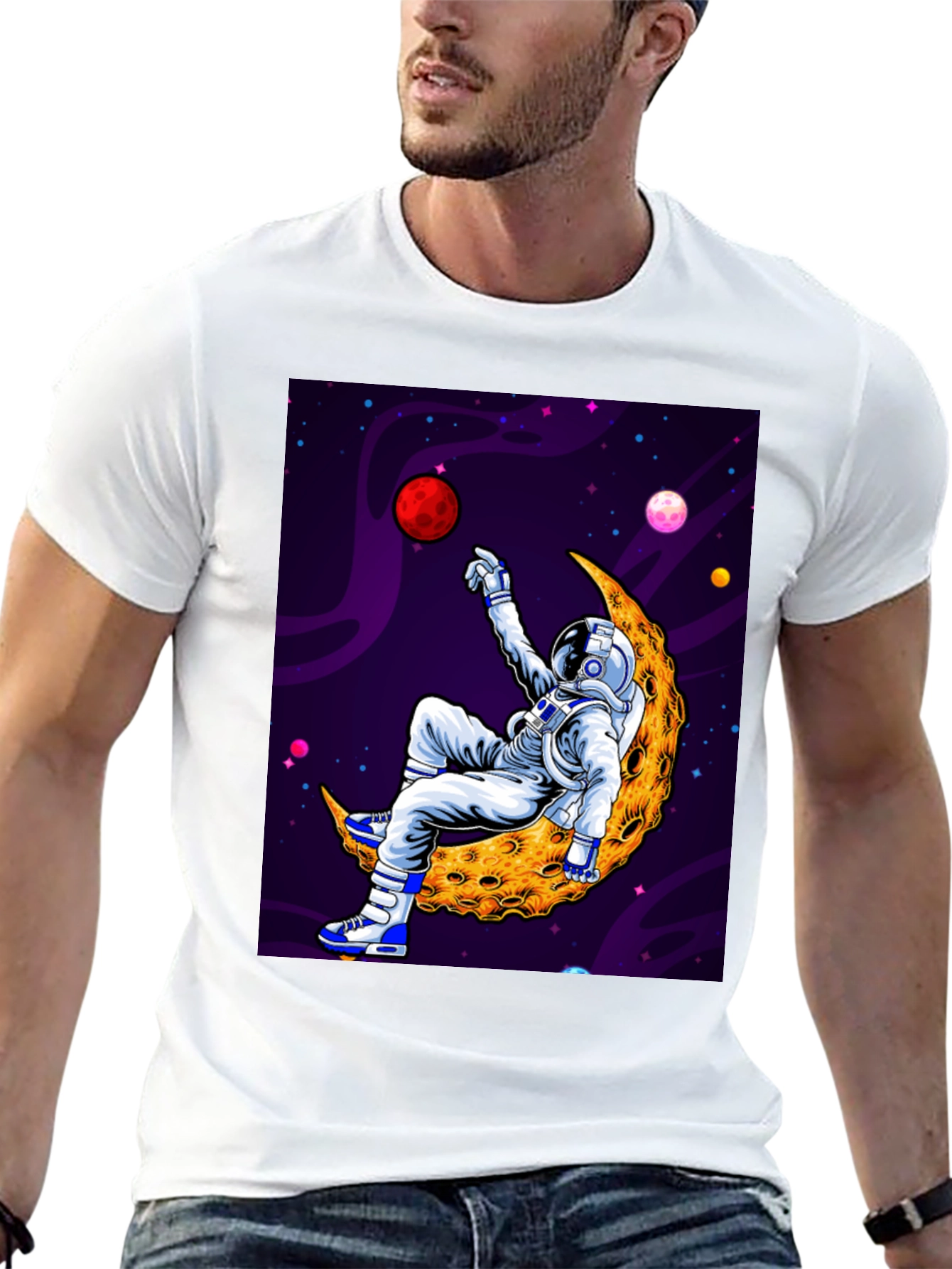 Astronaut Moon Graphic Tee - Space Vibes