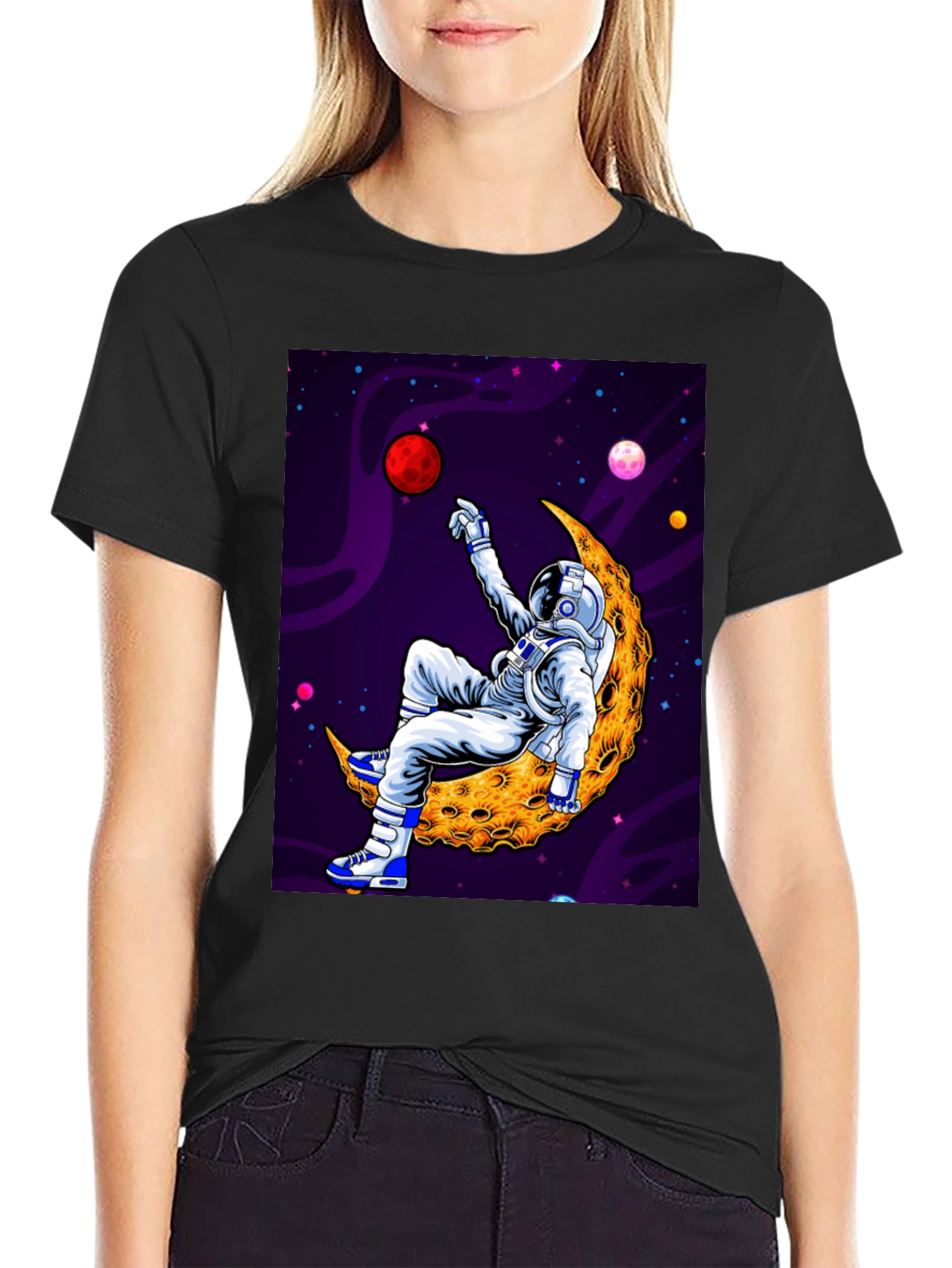 Astronaut Moon Graphic Tee - Space Vibes